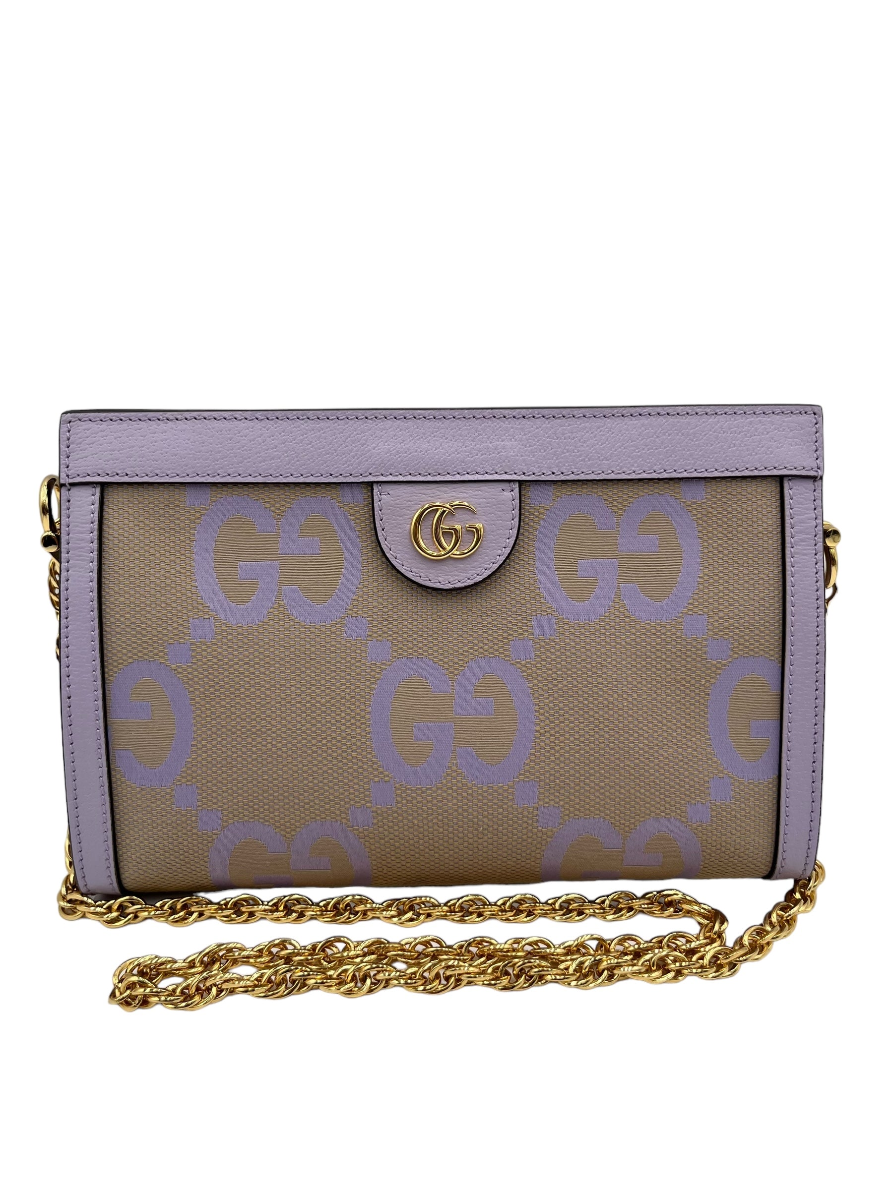 GUCCI JUMBO GG TEXTURED DOLLAR CALFSKIN SMALL OPHIDIA CHAIN SHOULDLER BAG BEIGE LAPIS