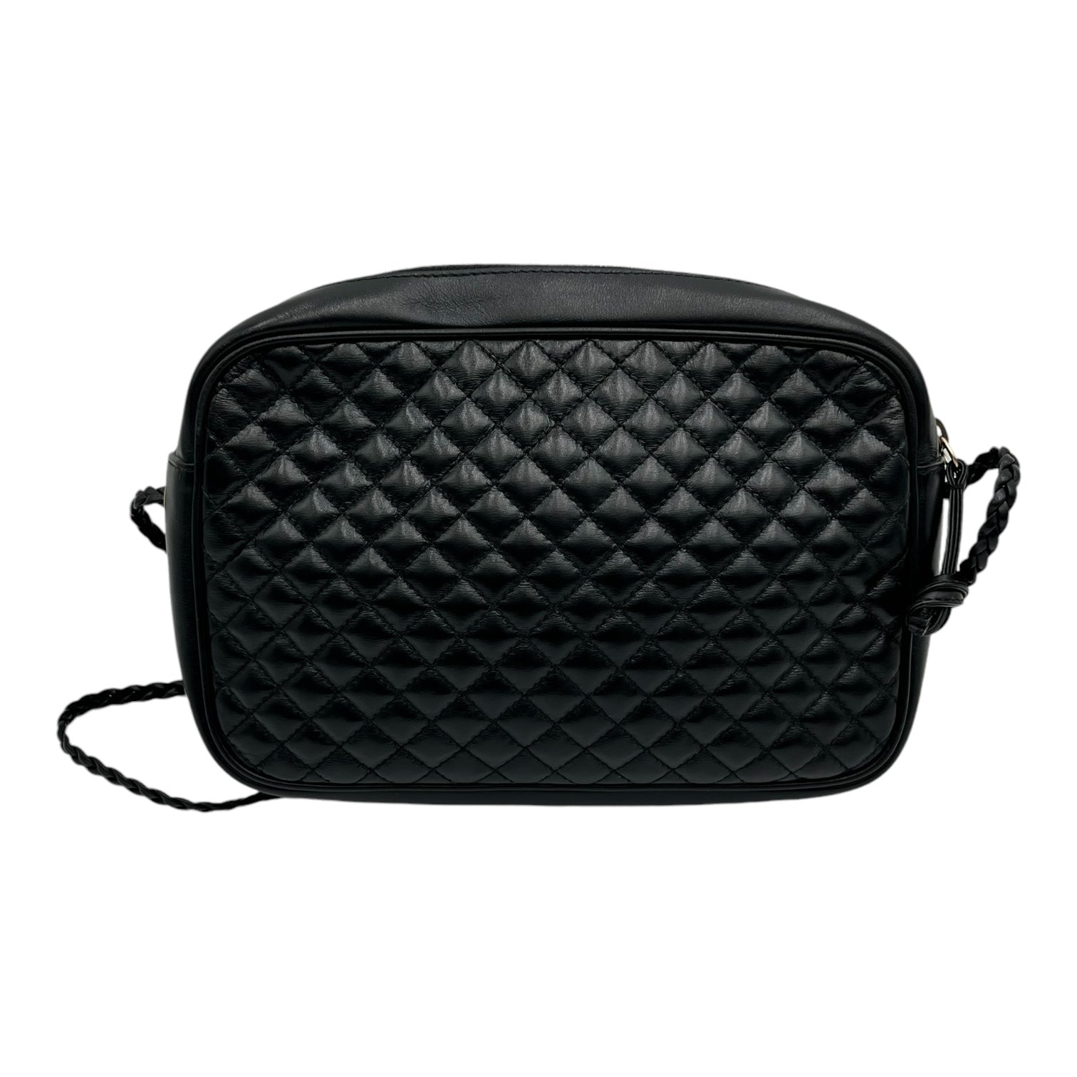 GUCCI  CALFSKIN WEB TRAPUNTATA SMALL GG SHOULDER BAG BLACK