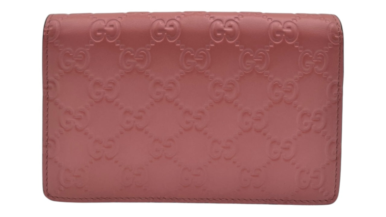 GUCCI CHERRY PINK LEATHER WOC CROSSBODY BAG