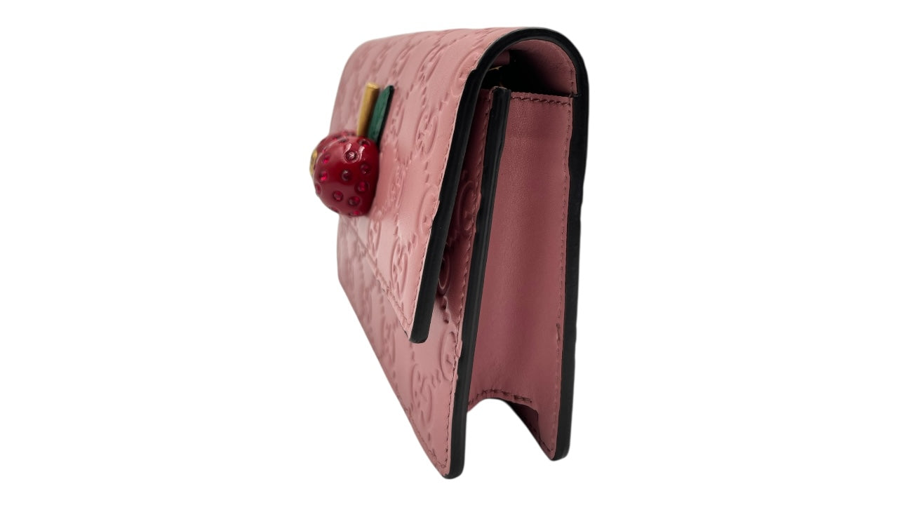 GUCCI CHERRY PINK LEATHER WOC CROSSBODY BAG