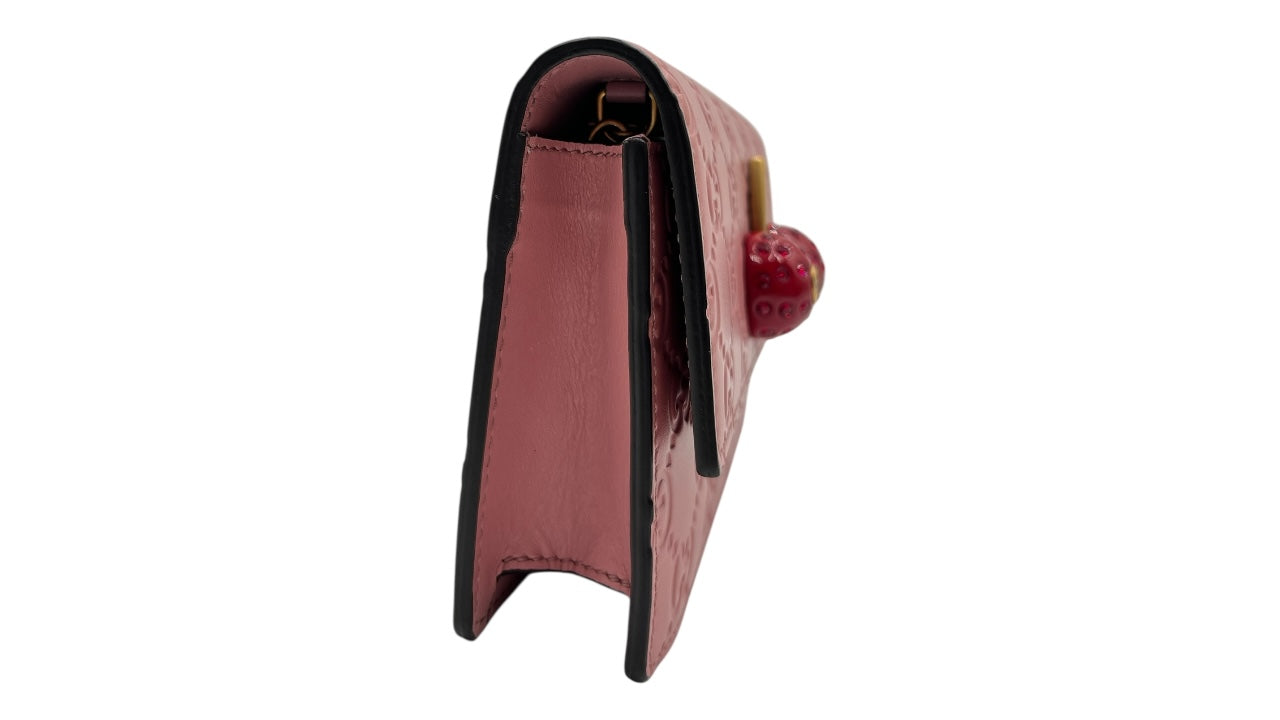 GUCCI CHERRY PINK LEATHER WOC CROSSBODY BAG