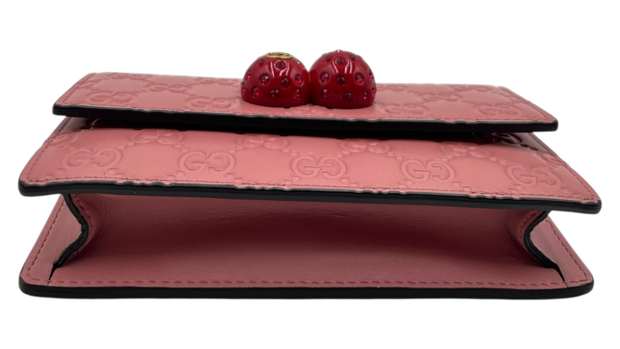 GUCCI CHERRY PINK LEATHER WOC CROSSBODY BAG