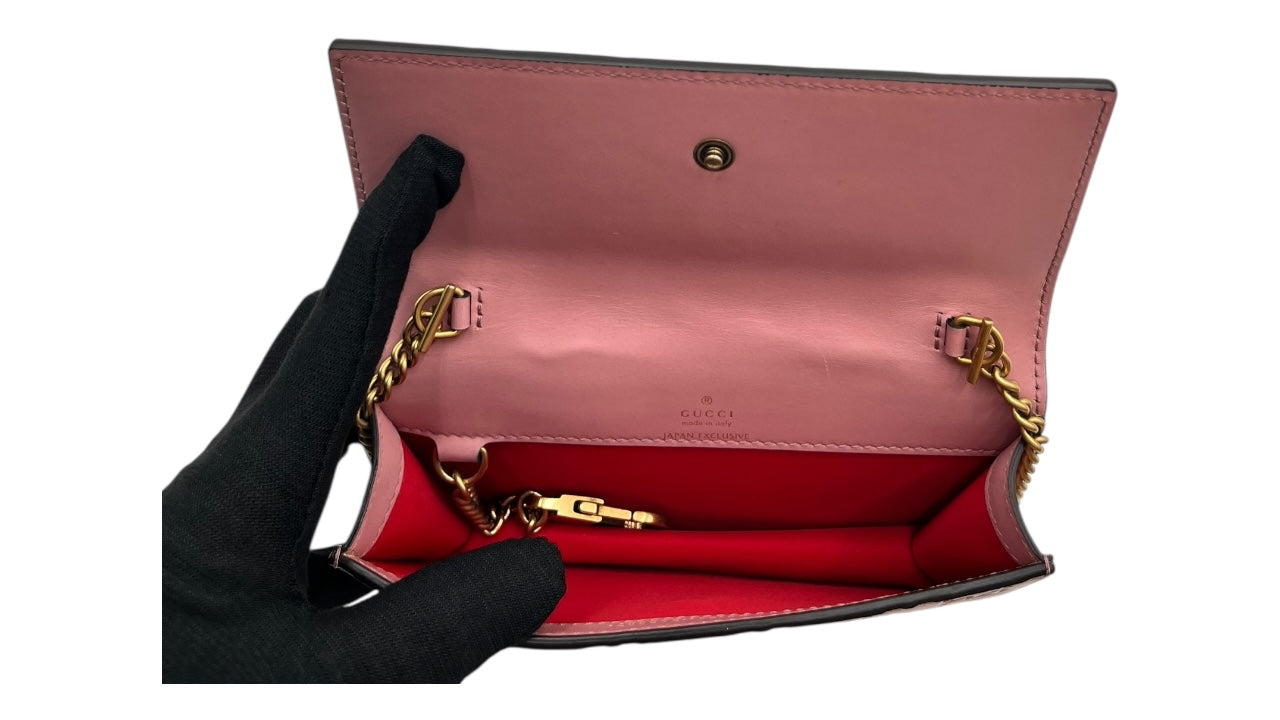 GUCCI CHERRY PINK LEATHER WOC CROSSBODY BAG