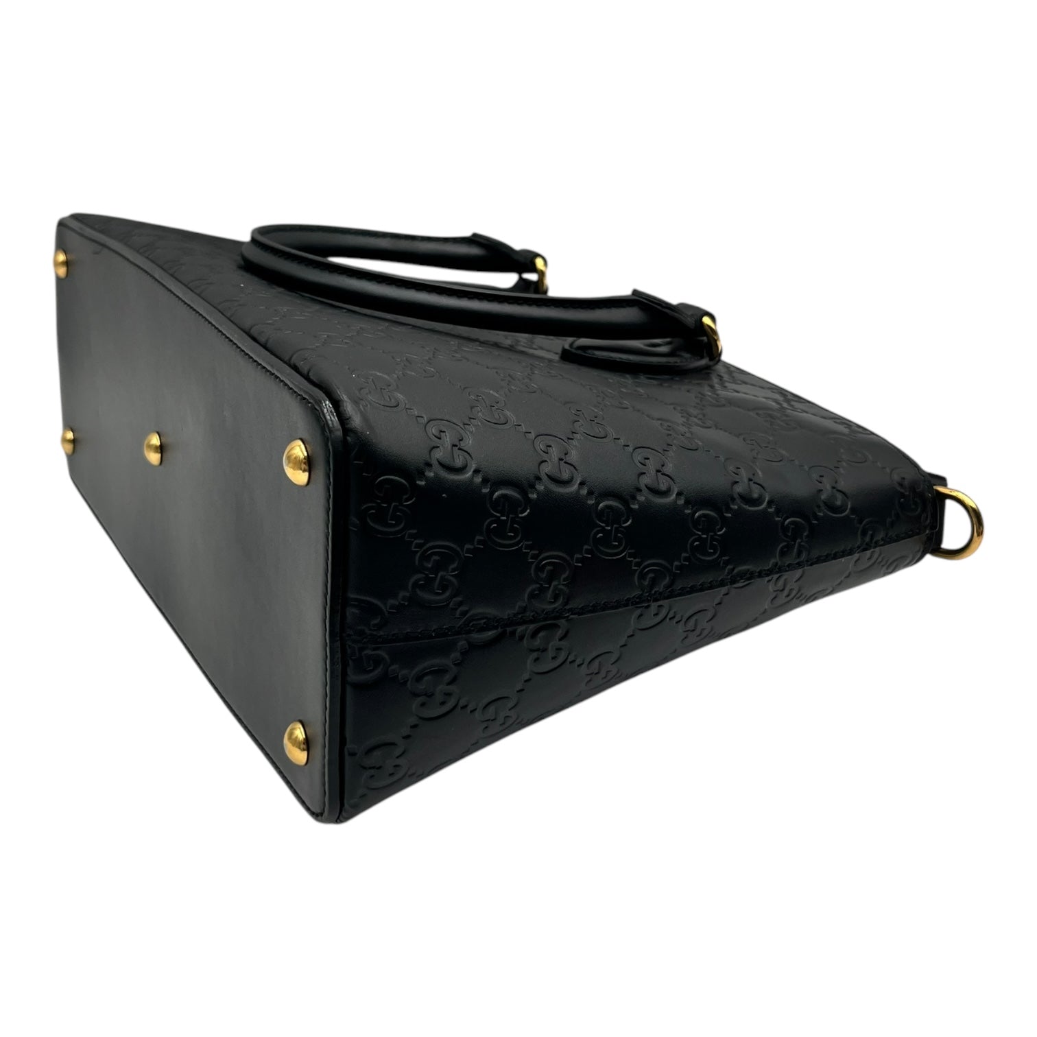 GUCCI BLACK GUCCISSIMA LEATHER SMALL TOTE BAG