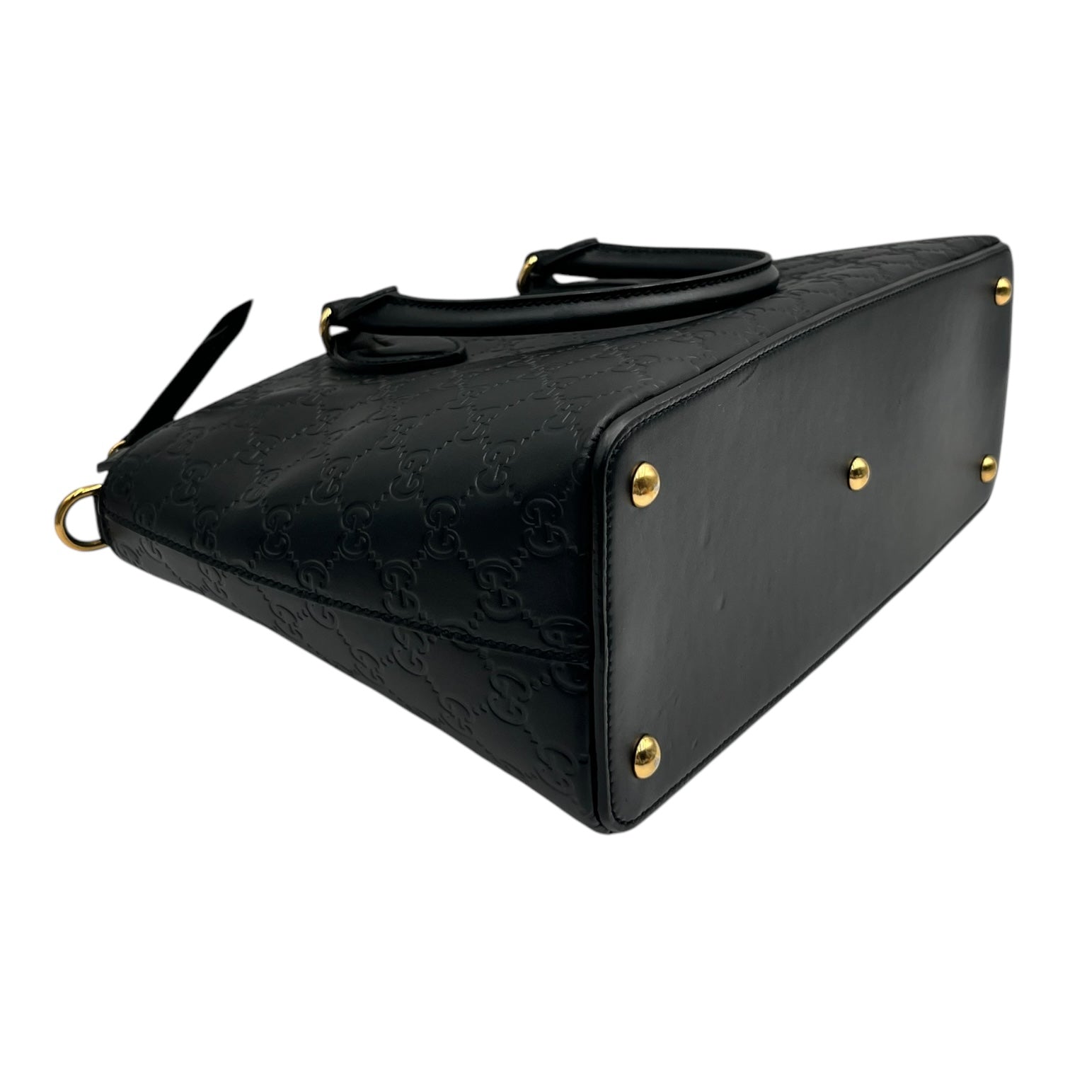 GUCCI BLACK GUCCISSIMA LEATHER SMALL TOTE BAG