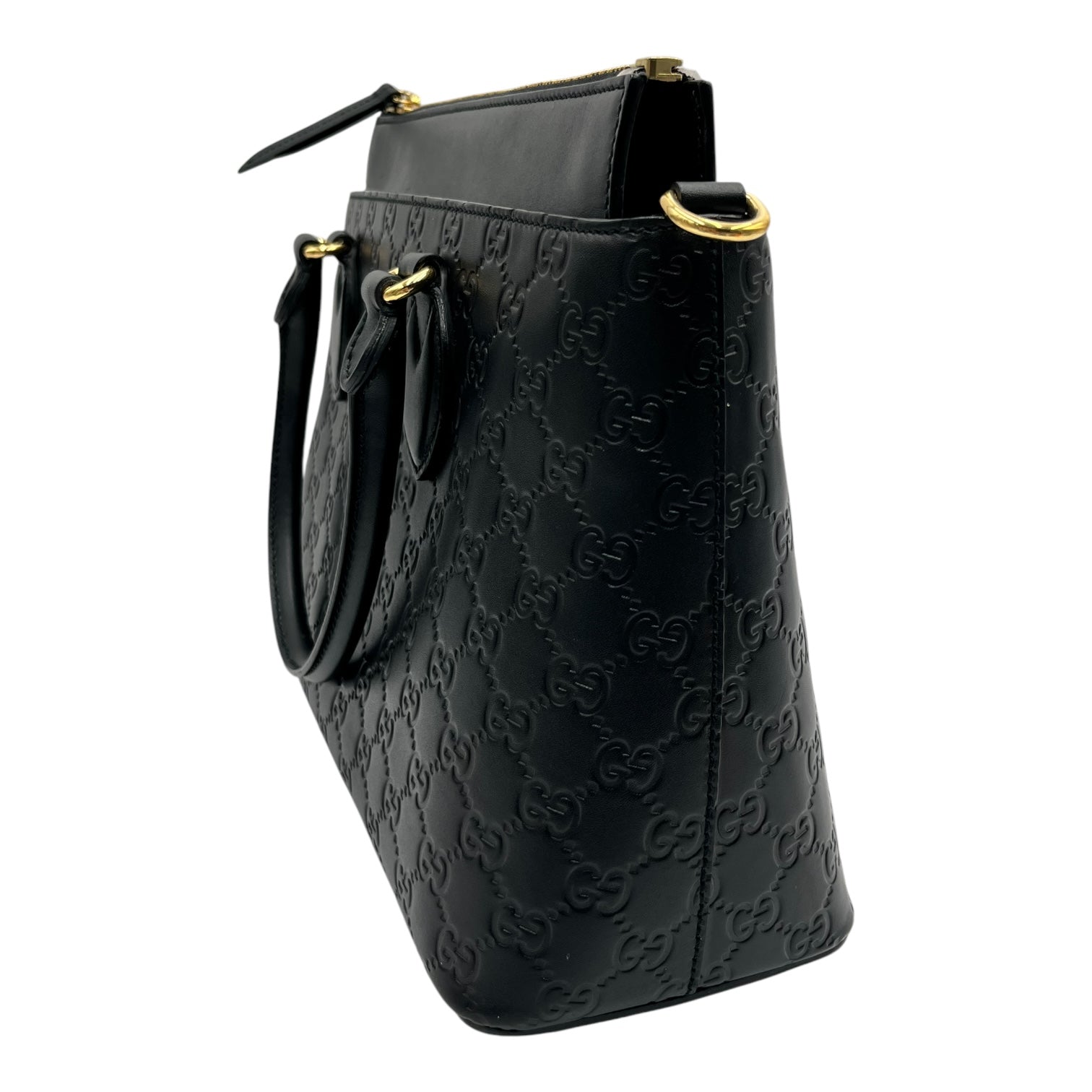 GUCCI BLACK GUCCISSIMA LEATHER SMALL TOTE BAG