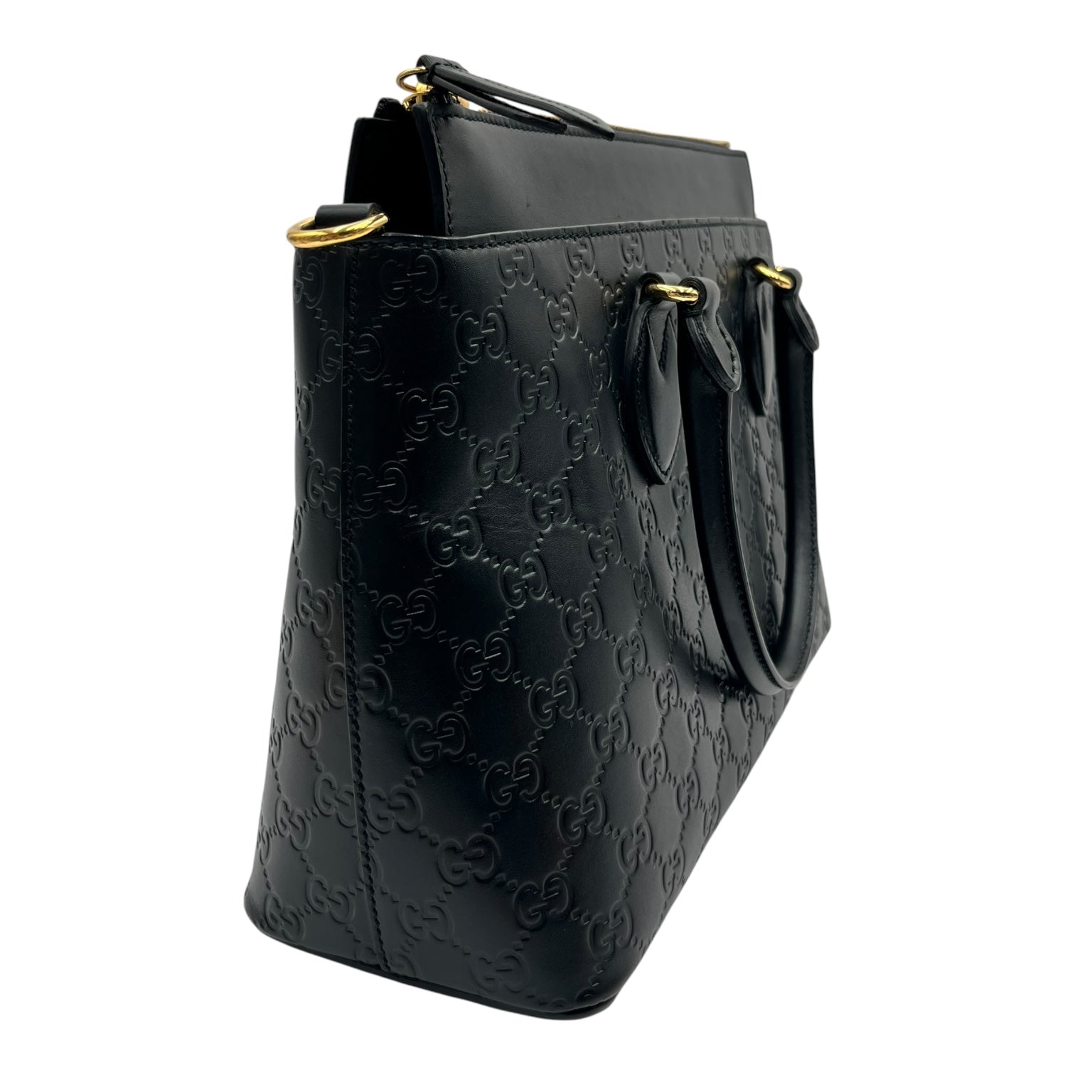 GUCCI BLACK GUCCISSIMA LEATHER SMALL TOTE BAG