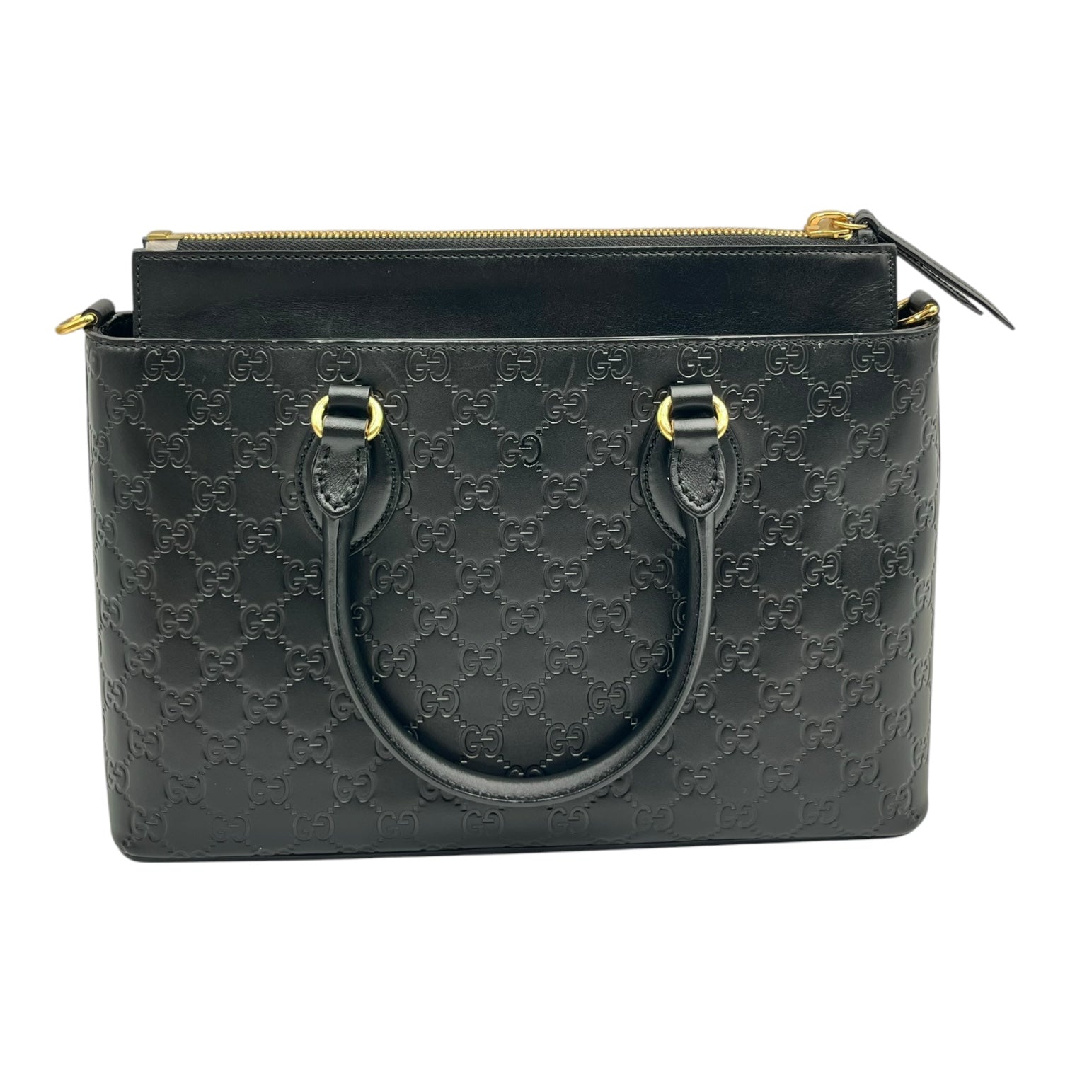 GUCCI BLACK GUCCISSIMA LEATHER SMALL TOTE BAG