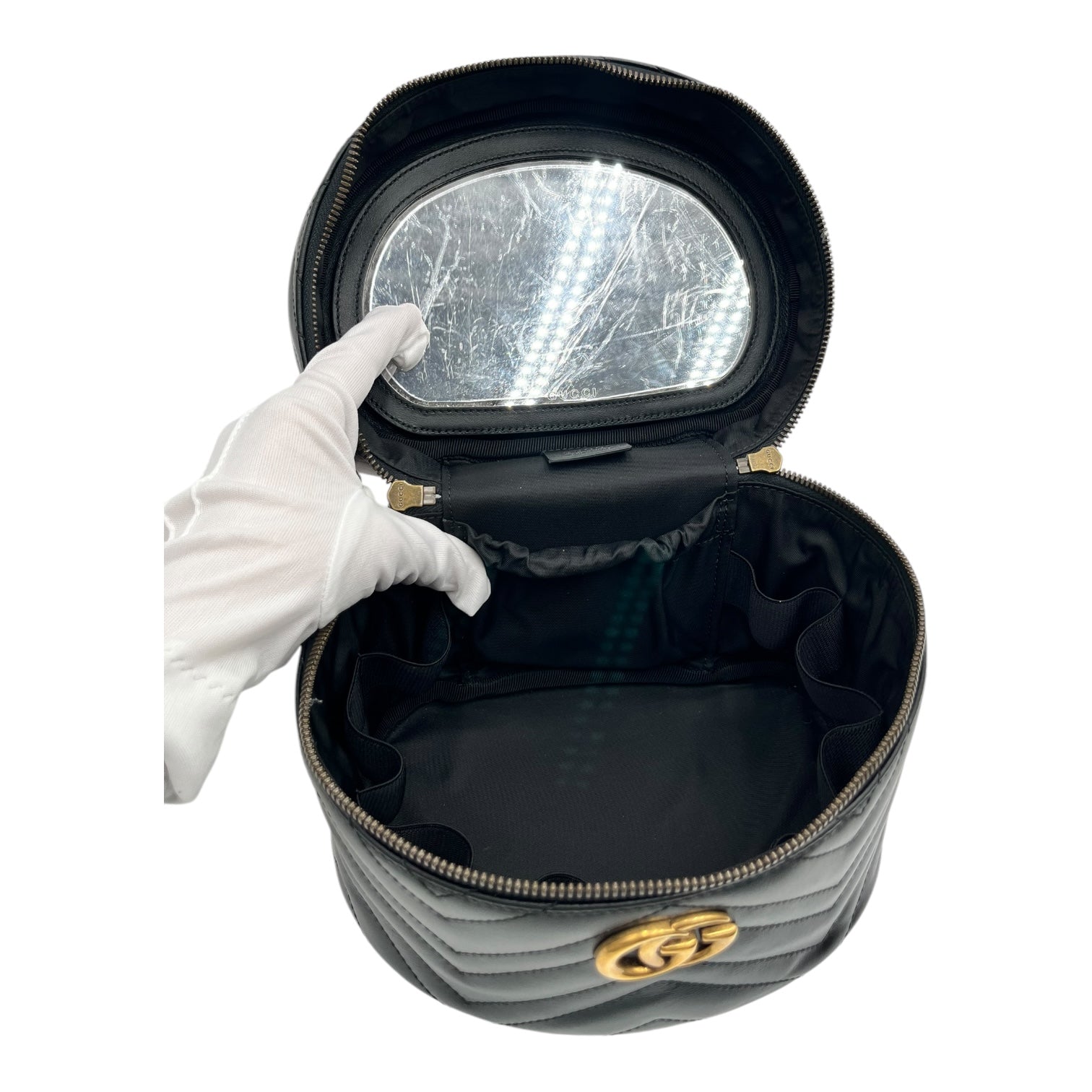 GUCCI BLACK MARMONT CALFSKIN MAKEUP BAG