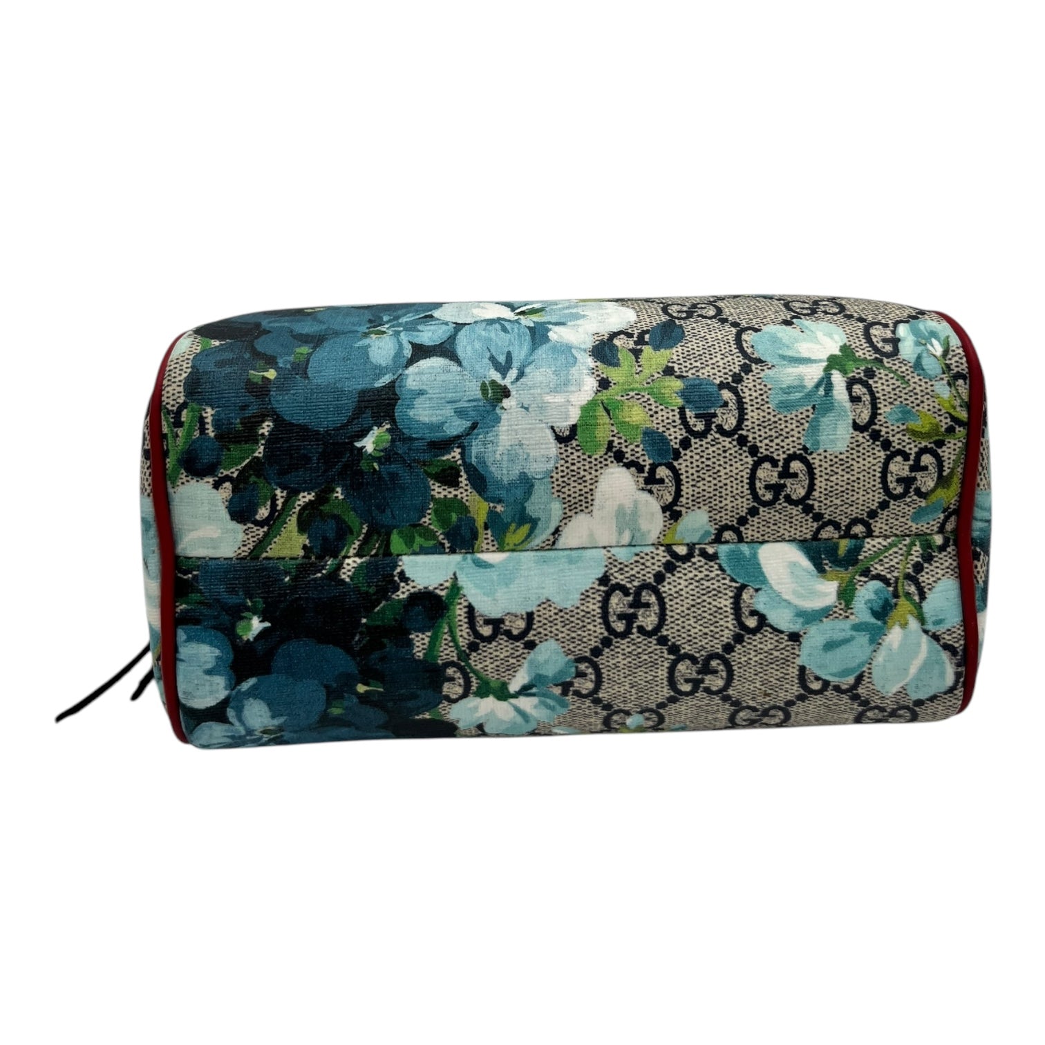 GUCCI GG SUPREME MONOGRAM BLOOMS MINI BOSTON NAVY BLUE HIBISCUS