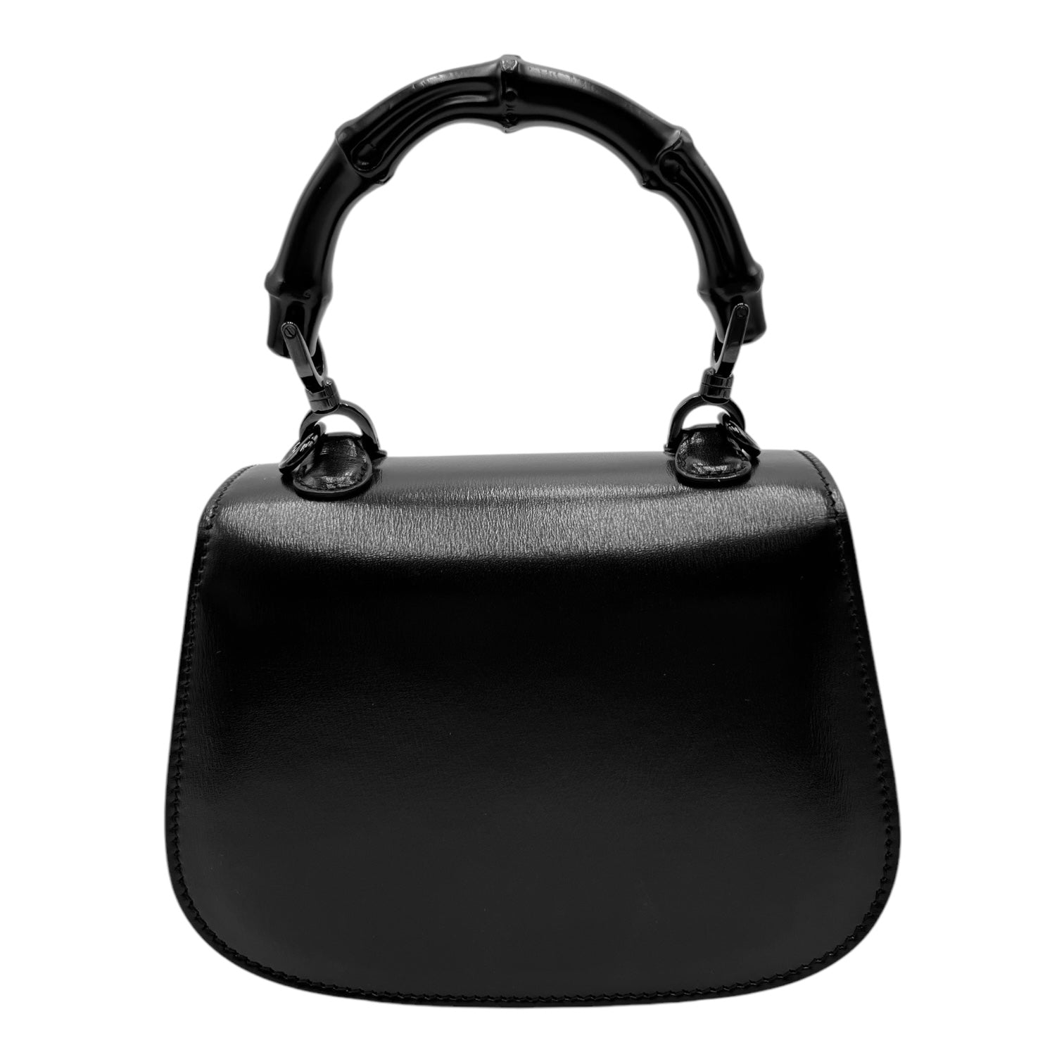 GUCCI BAMBOO 1947 BLACK LEATHER SATCHEL