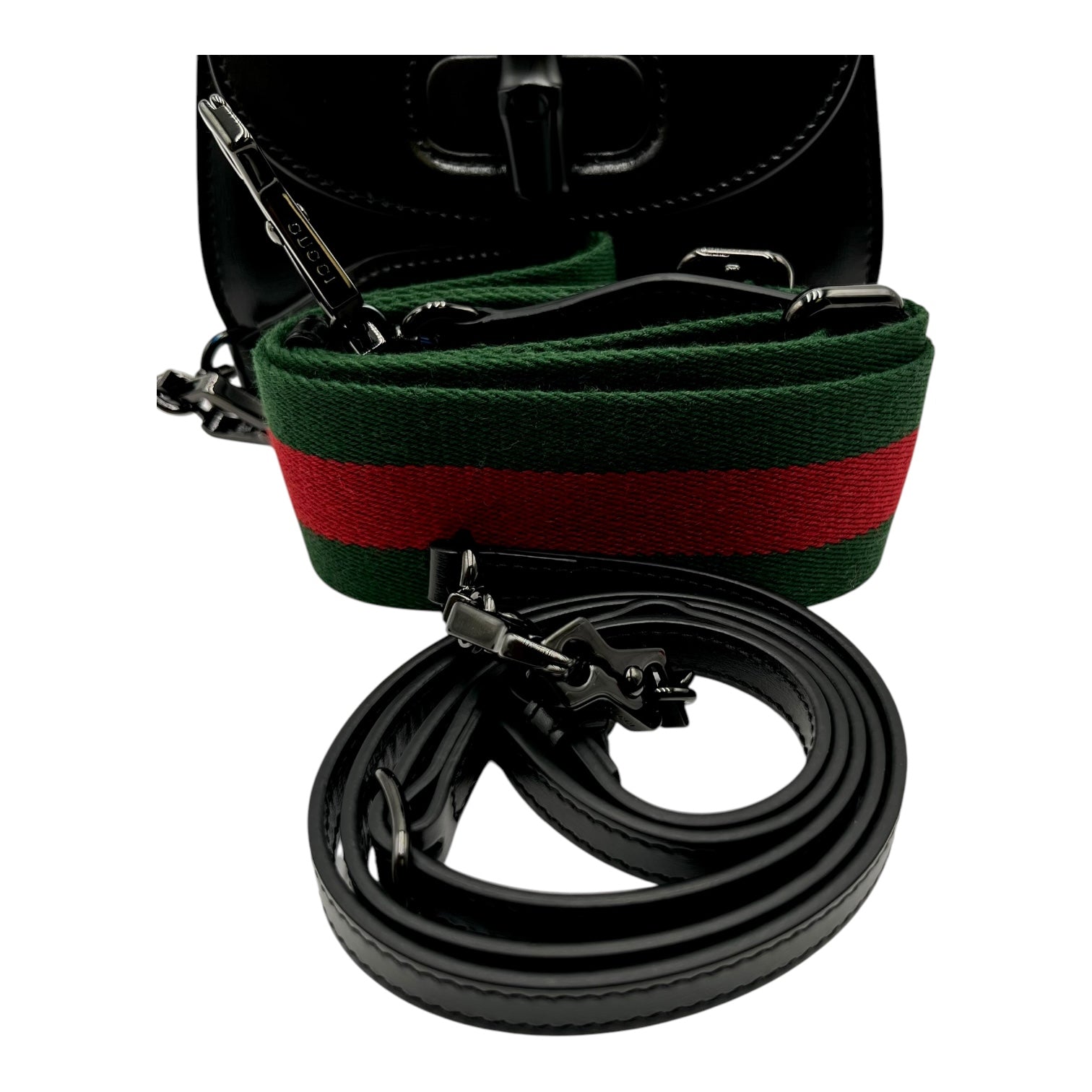 GUCCI BAMBOO 1947 BLACK LEATHER SATCHEL