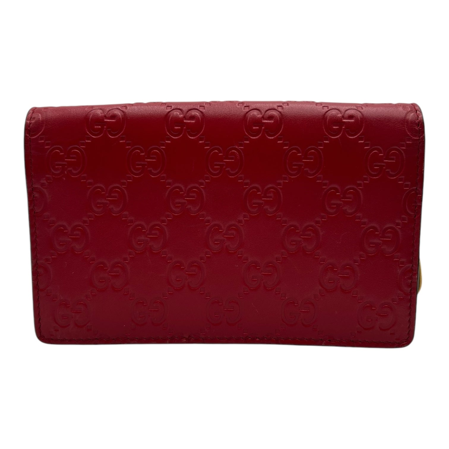 GUCCI GUCCISSIMA RED LEATHER WITH CHERRY WALLET ON CHAIN