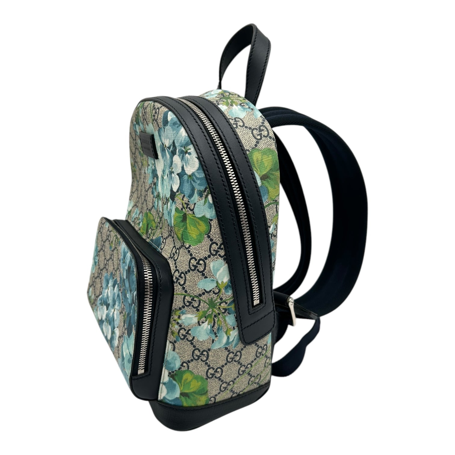 GUCCI GG SUPREME CANVAS BLOOMS BACKPACK SMALL BLUE