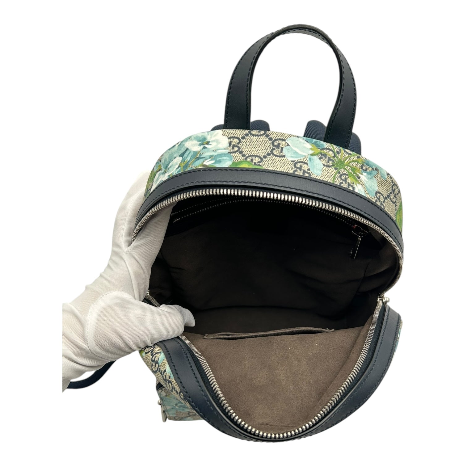 GUCCI GG SUPREME CANVAS BLOOMS BACKPACK SMALL BLUE