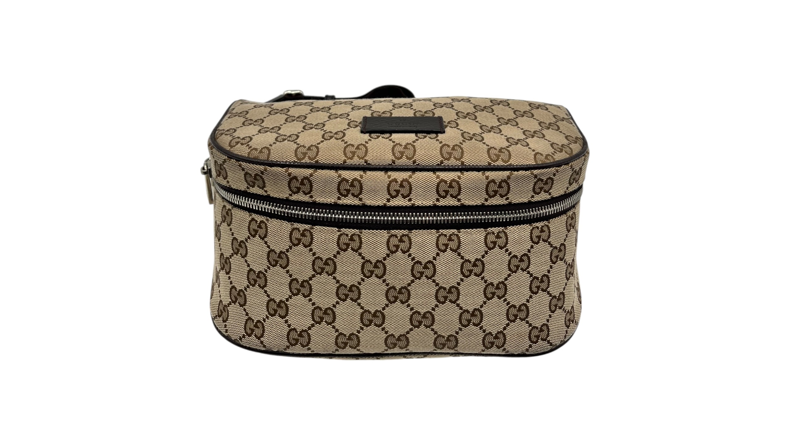 GUCCI WAIST POUCH GG CANVAS BELT BAG BEIGE