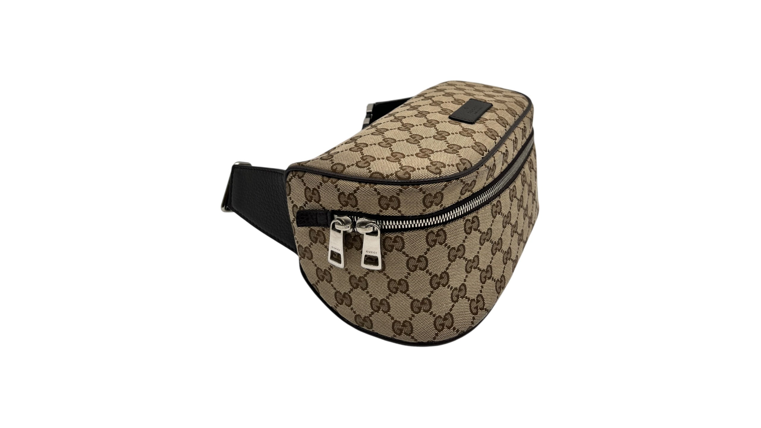 GUCCI WAIST POUCH GG CANVAS BELT BAG BEIGE