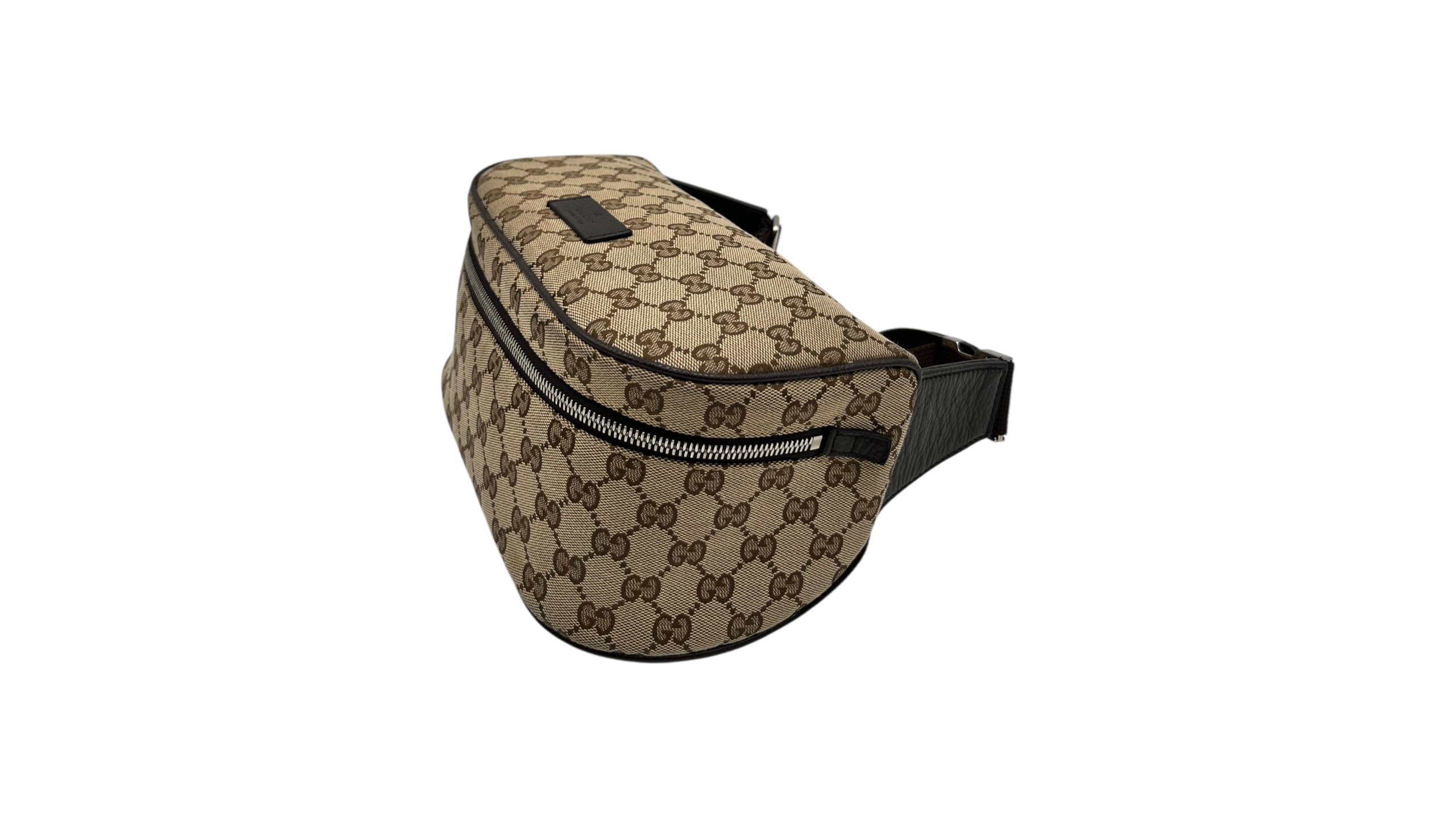 GUCCI WAIST POUCH GG CANVAS BELT BAG BEIGE