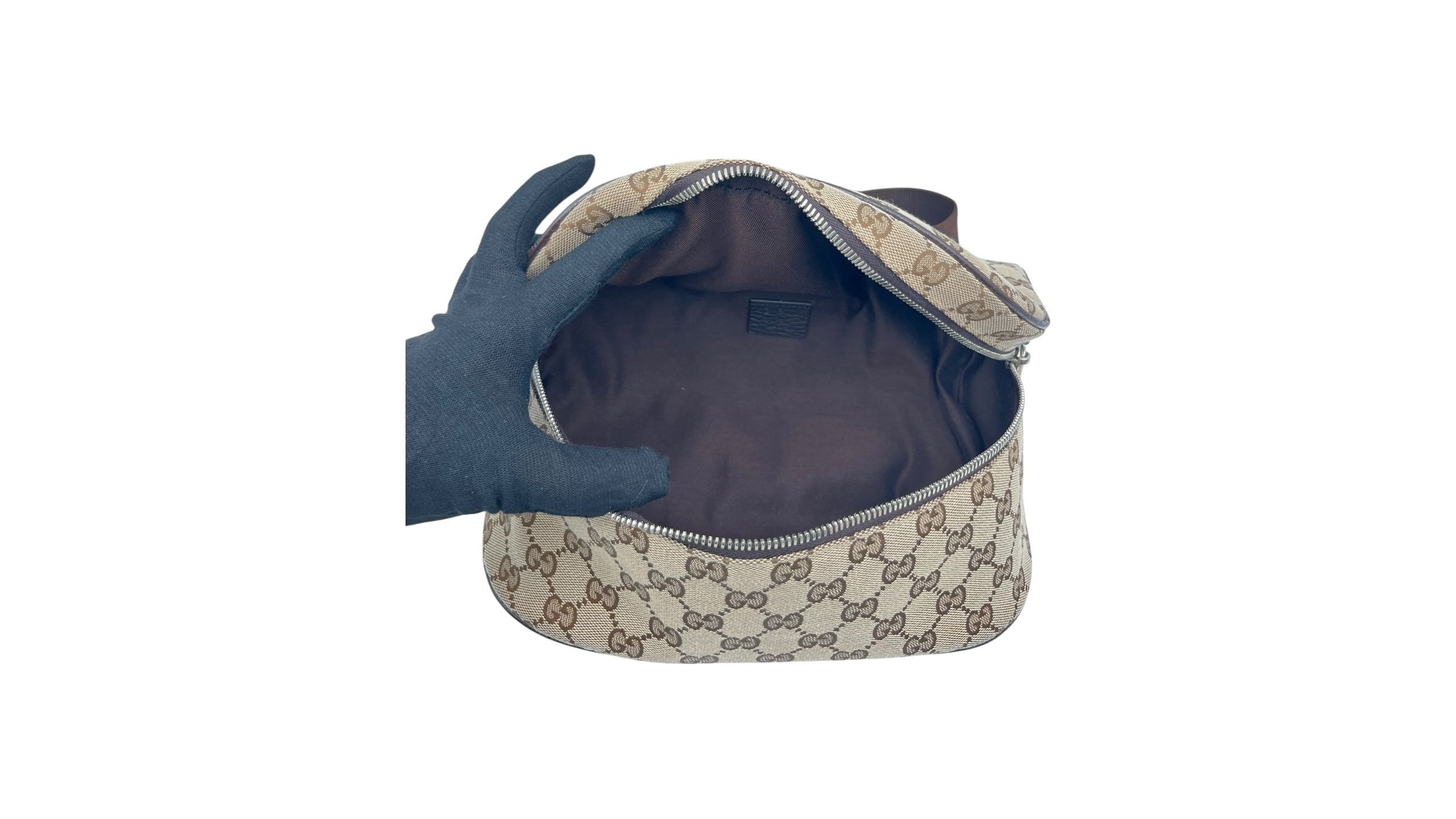 GUCCI WAIST POUCH GG CANVAS BELT BAG BEIGE