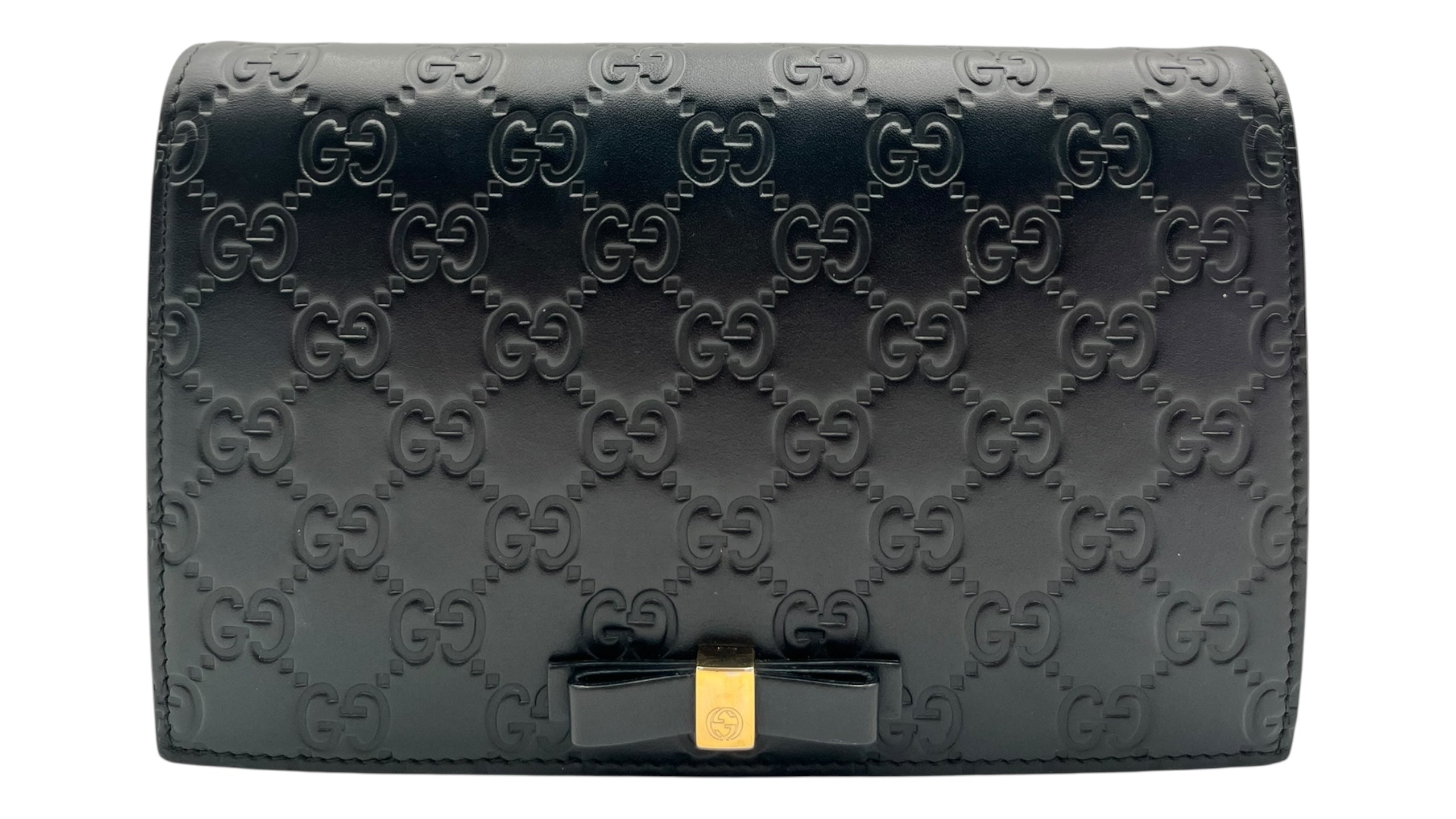 GUCCI GUCCISSIMA BLACK WALLET ON CHAIN