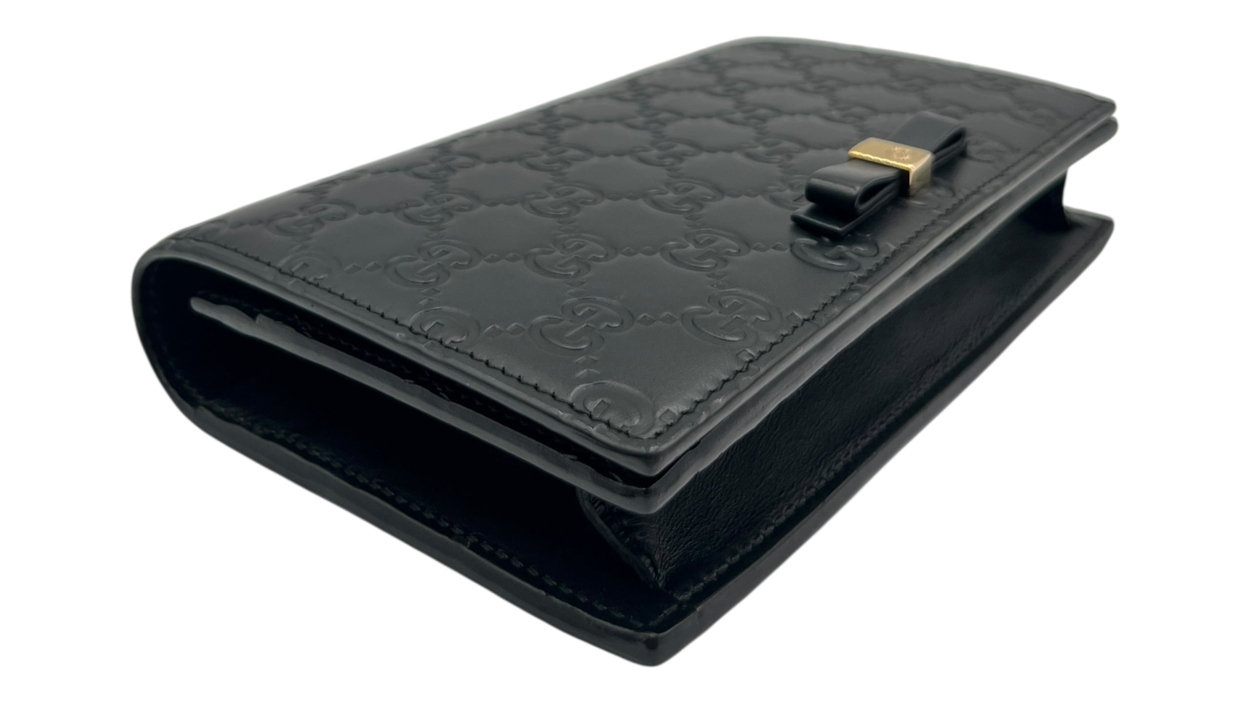 GUCCI GUCCISSIMA BLACK WALLET ON CHAIN