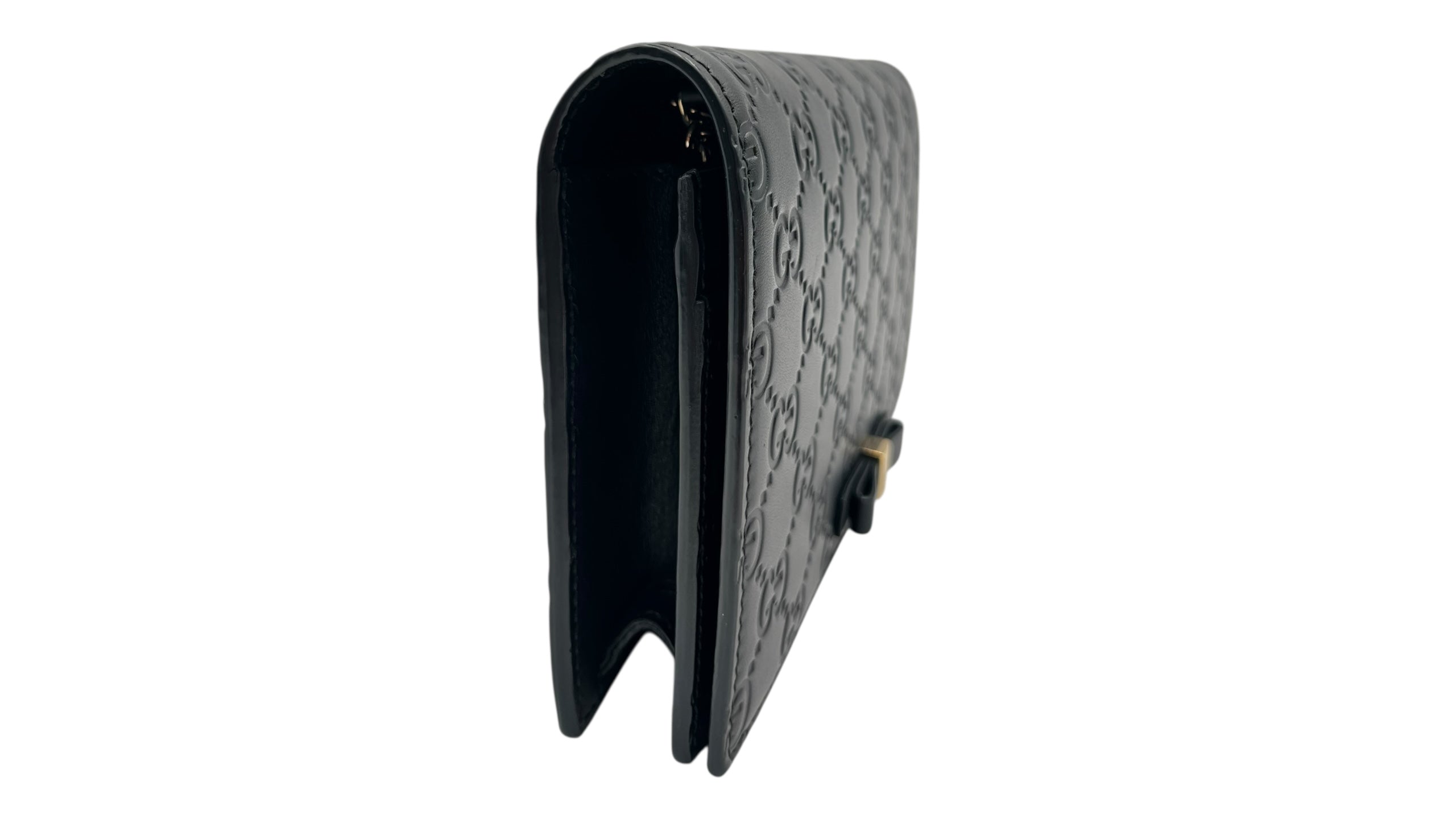 GUCCI GUCCISSIMA BLACK WALLET ON CHAIN