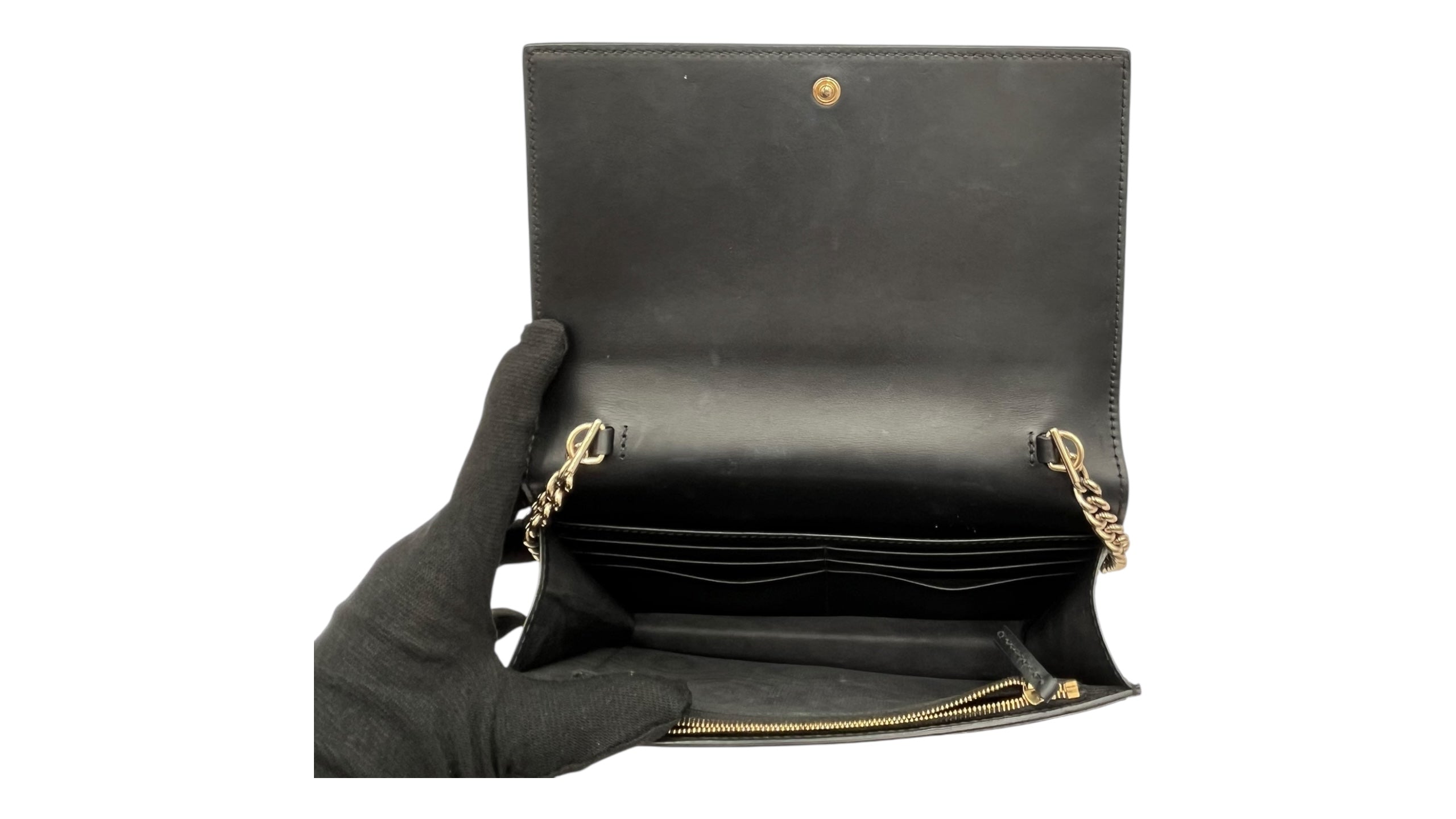 GUCCI GUCCISSIMA BLACK WALLET ON CHAIN