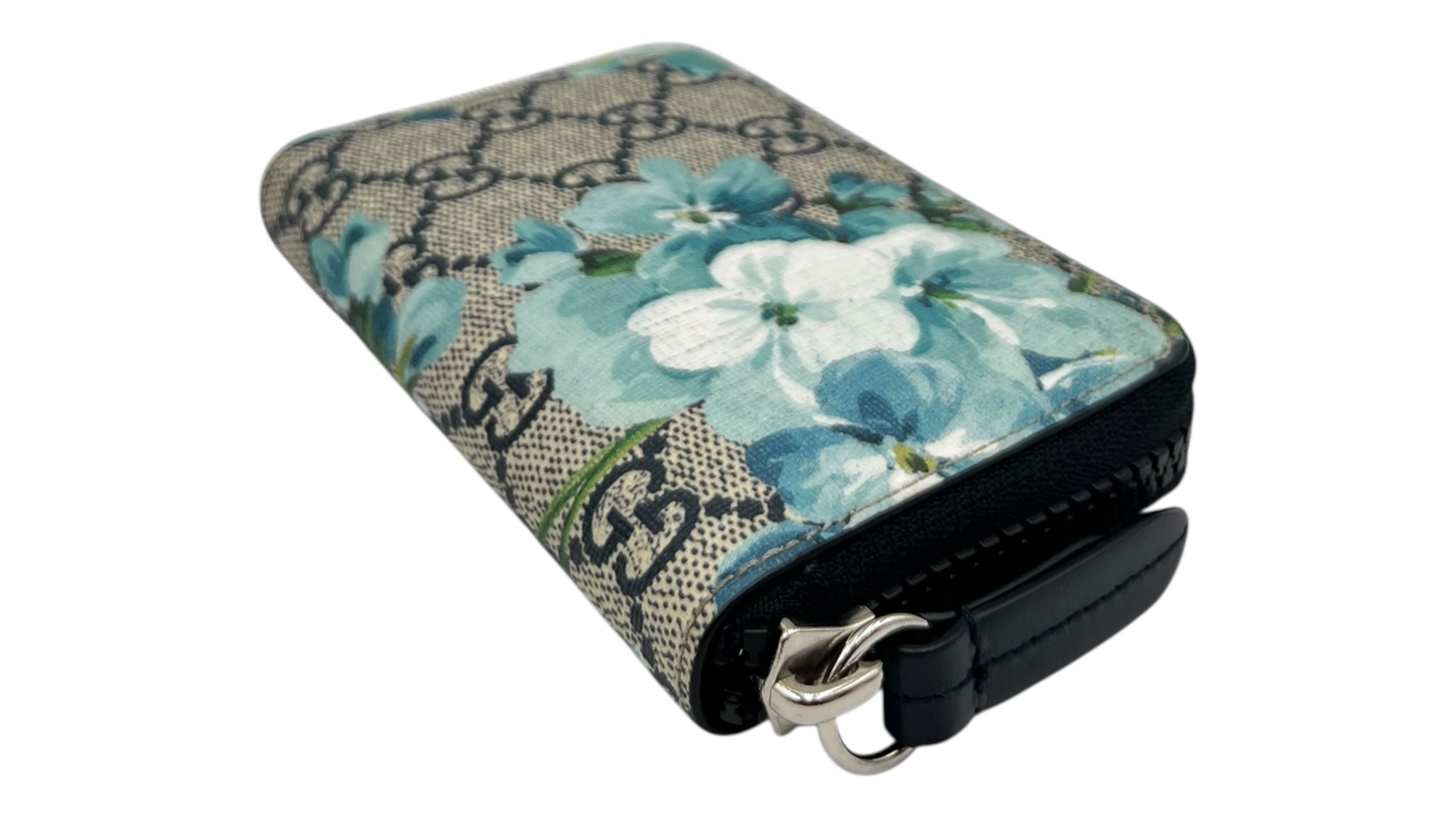 GUCCI GG SUPREME BLOOMS CANVAS ZIP MINI WALLET