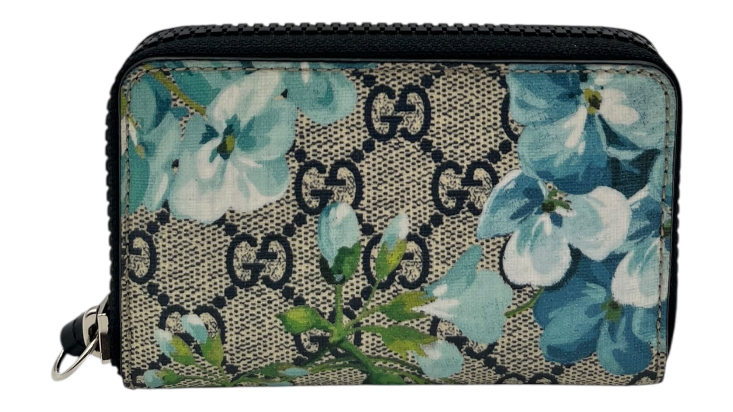 GUCCI GG SUPREME BLOOMS CANVAS ZIP MINI WALLET