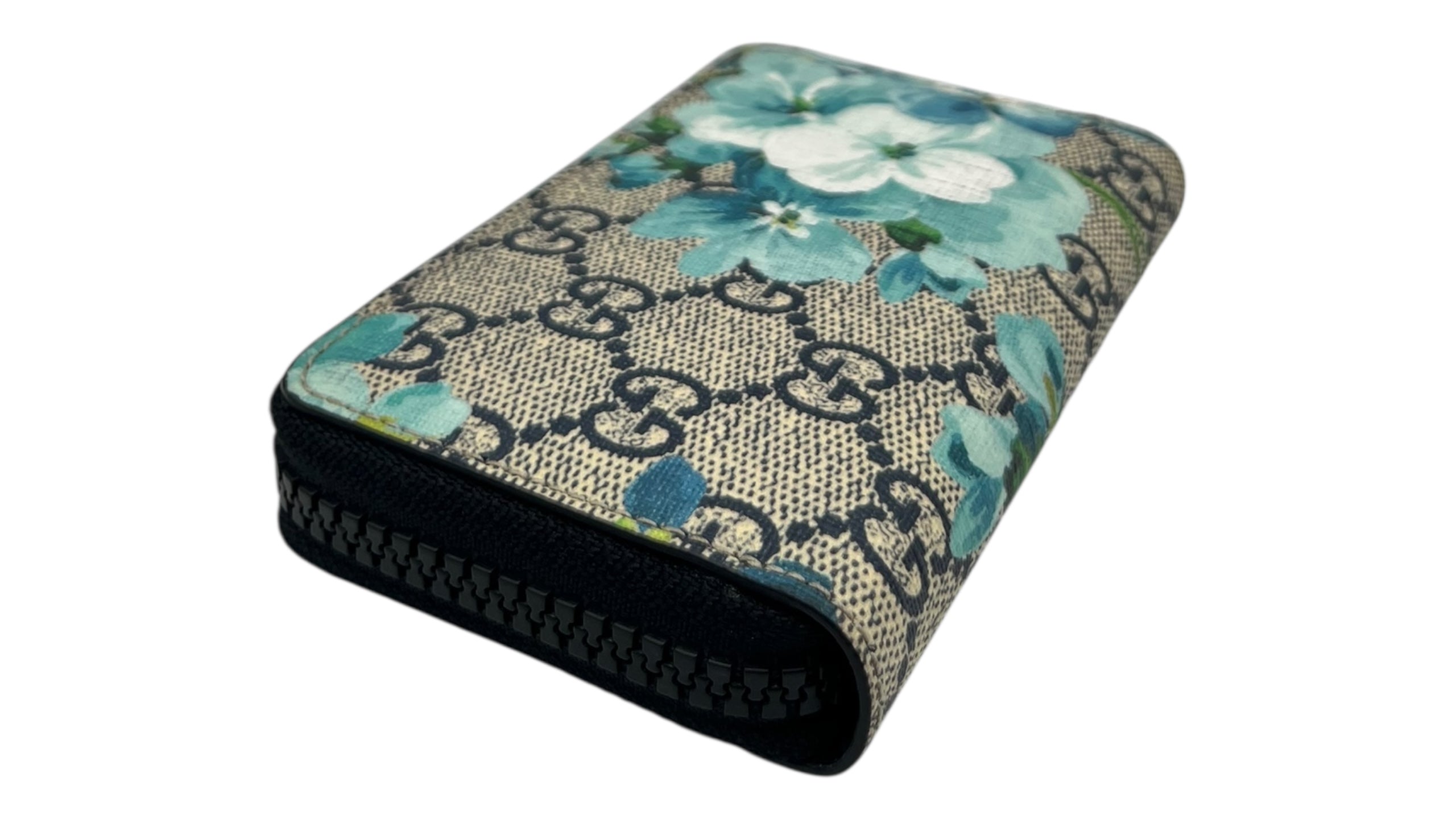 GUCCI GG SUPREME BLOOMS CANVAS ZIP MINI WALLET