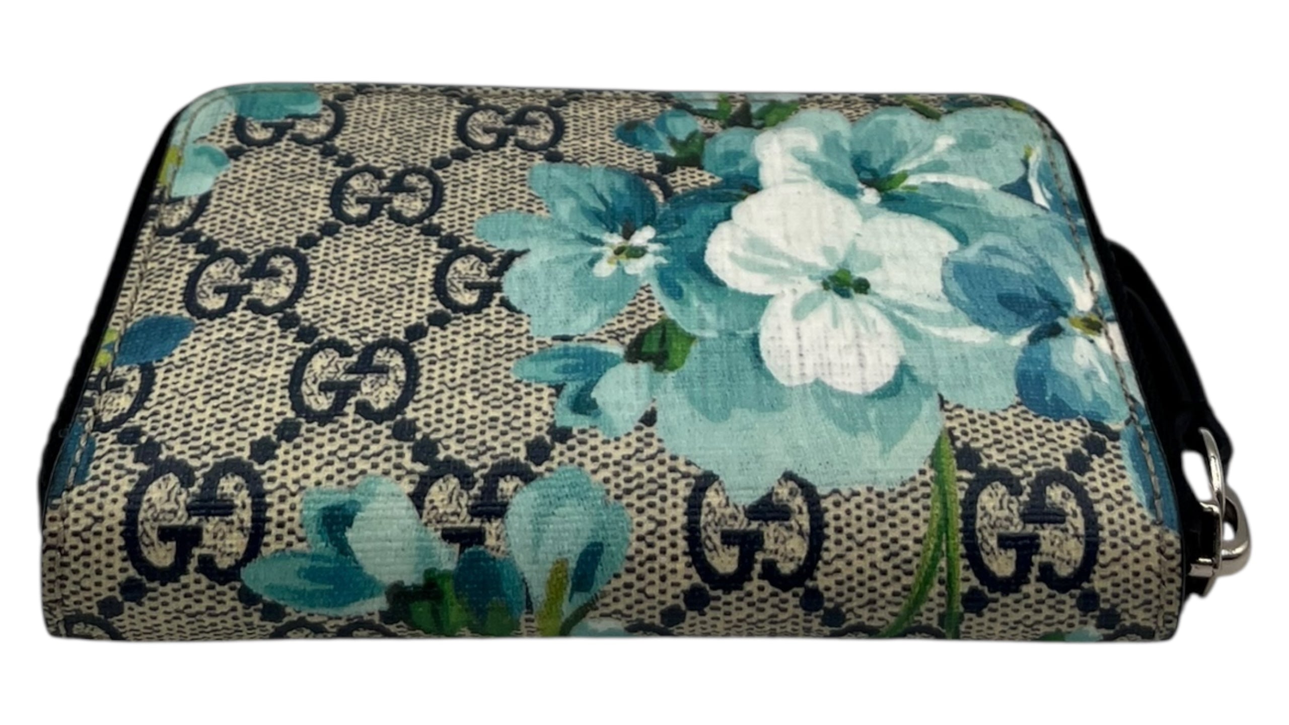 GUCCI GG SUPREME BLOOMS CANVAS ZIP MINI WALLET