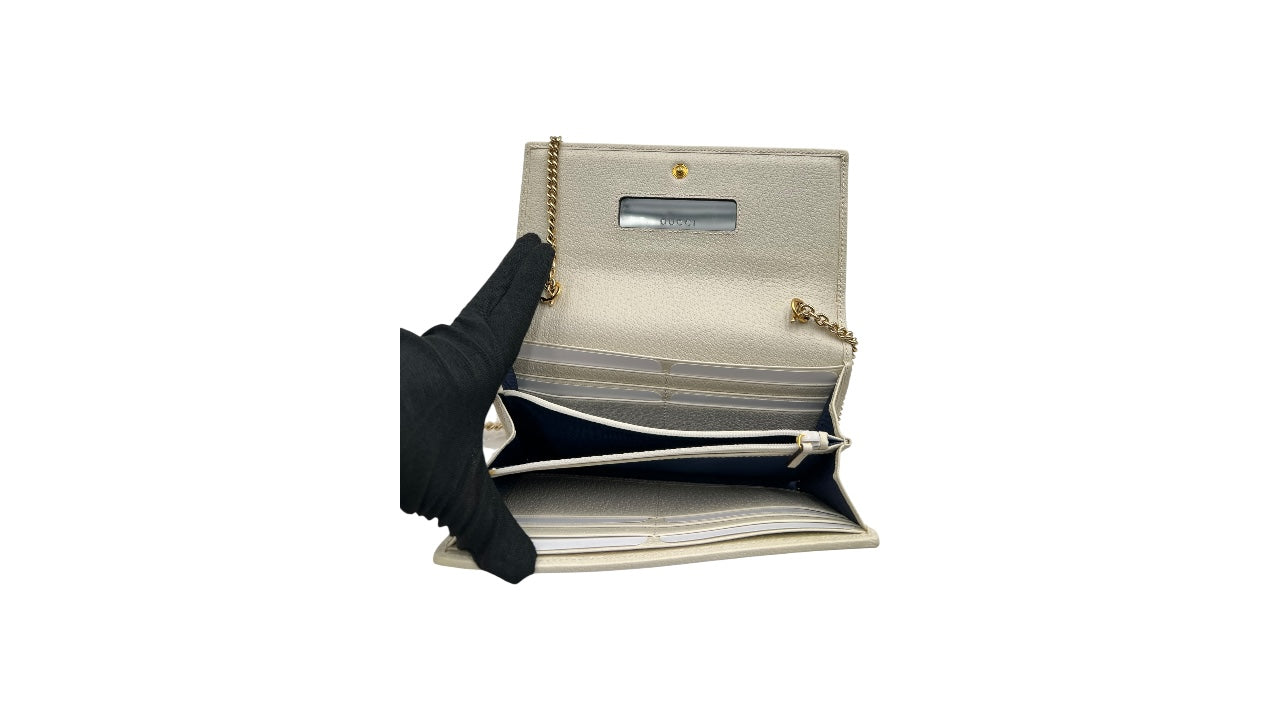 GUCCI OPHIDA WHITE LEATHER WOC CROSSBODY BAG