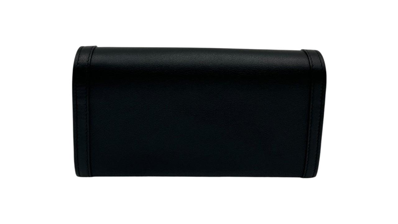 GUCCI WONKA GRAIN CALFSKIN DIANA CHAIN WALLET BLACK