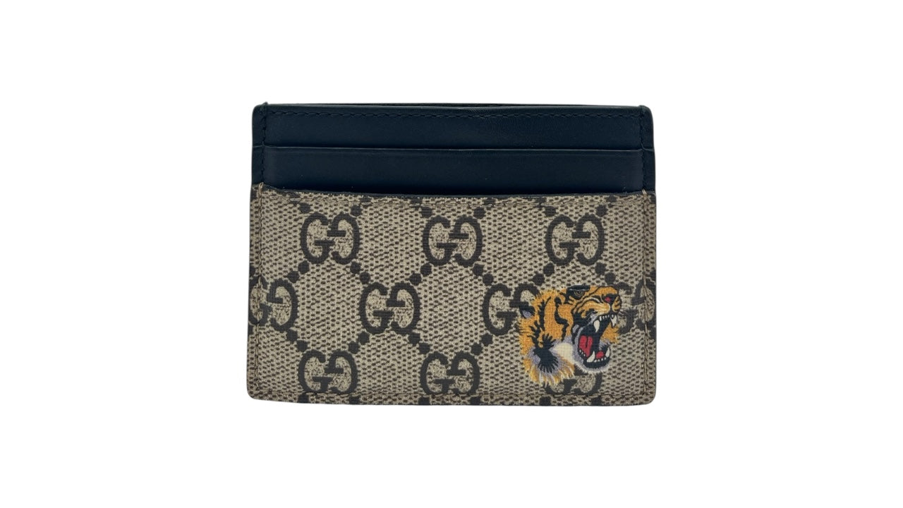 GUCCI TIGER PRINT CANVAS CARD HOLDER