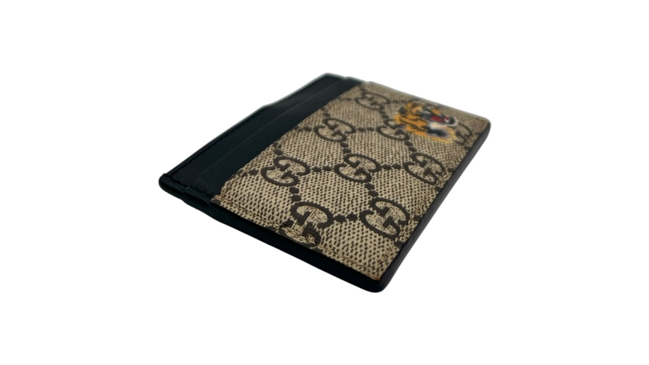 GUCCI TIGER PRINT CANVAS CARD HOLDER
