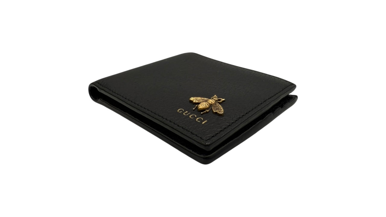 GUCCI CALFSKIN BEE BI-FOLD WALLET BLACK