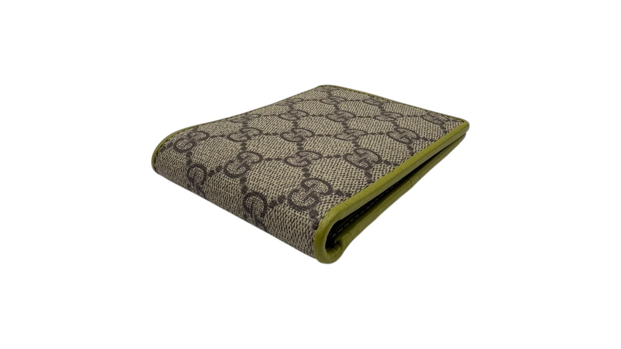 GUCCI GG SUPREME CANVAS BI-FOLD WALLET LIME INTERIOR