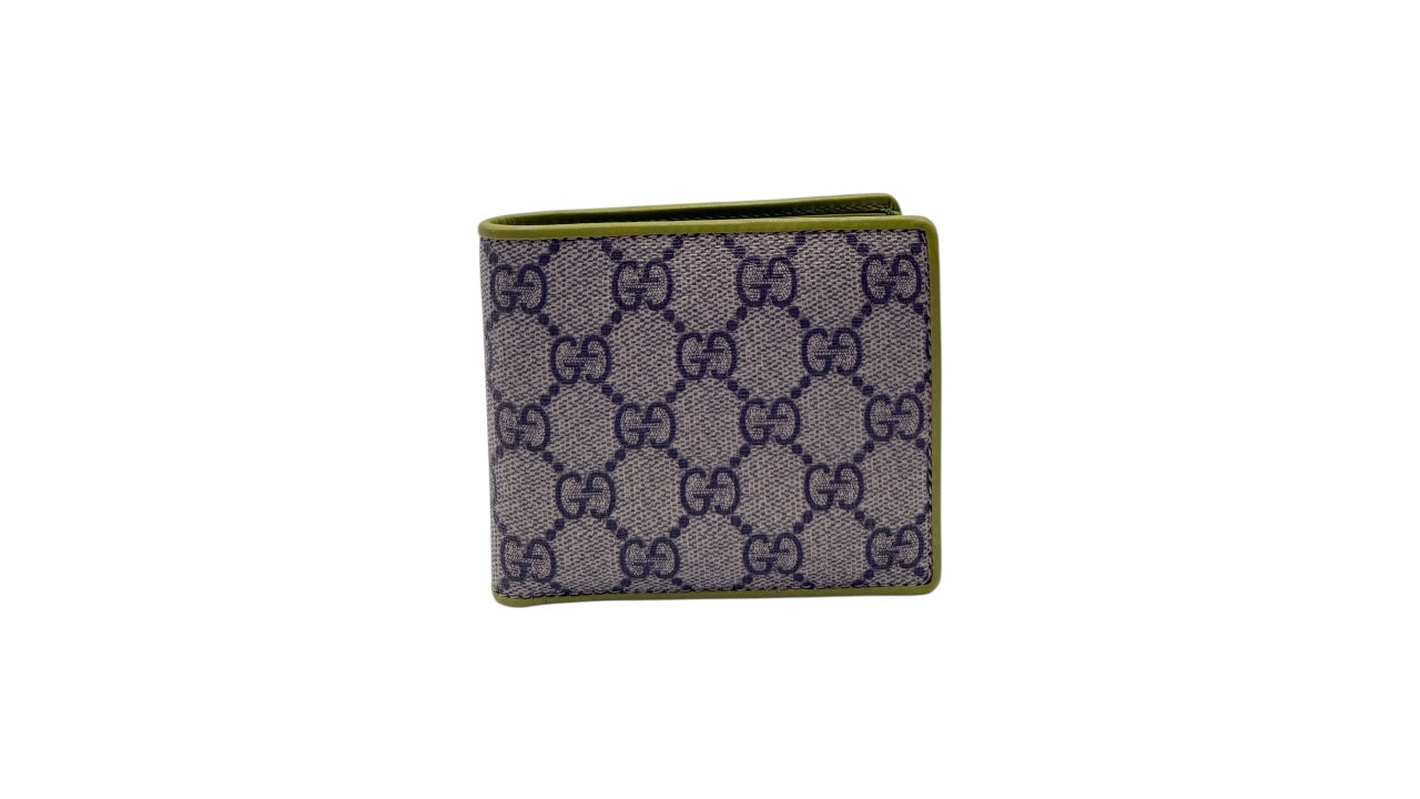 GUCCI GG SUPREME CANVAS BI-FOLD WALLET LIME INTERIOR