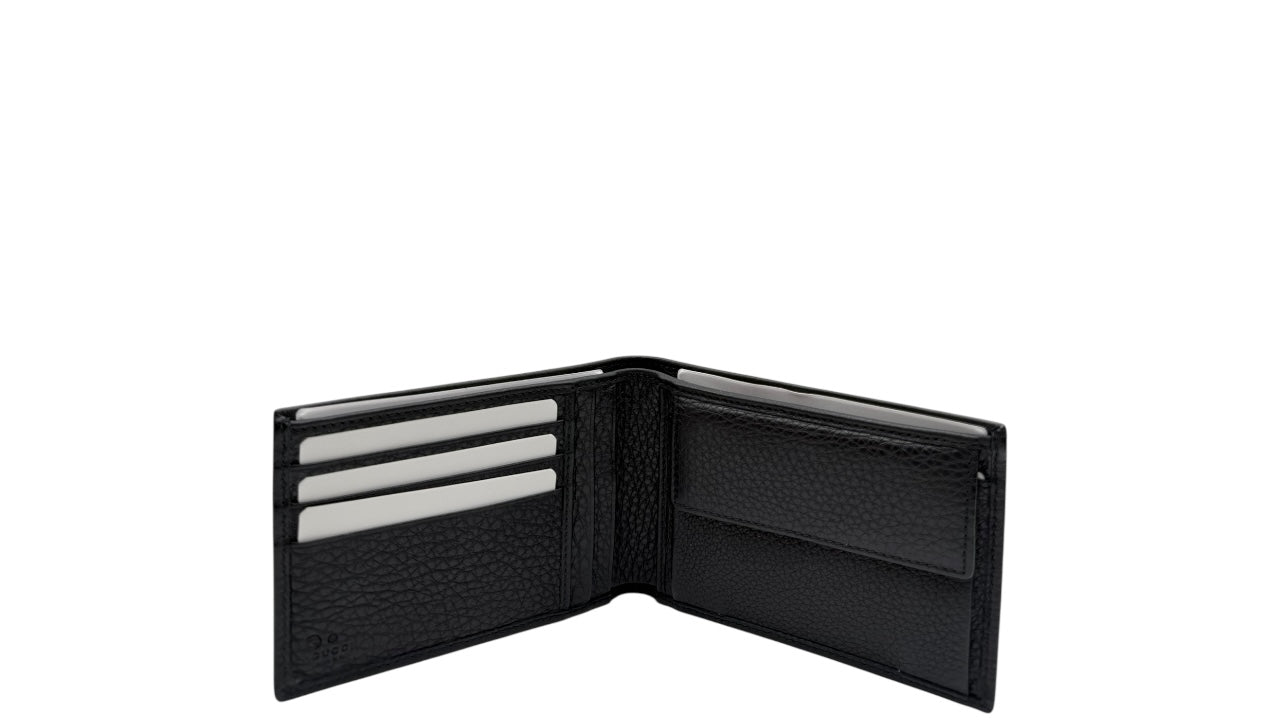 GUCCI BLACK CALFSKIN LEATHER BIFOLD WALLET (GIANT ONE)