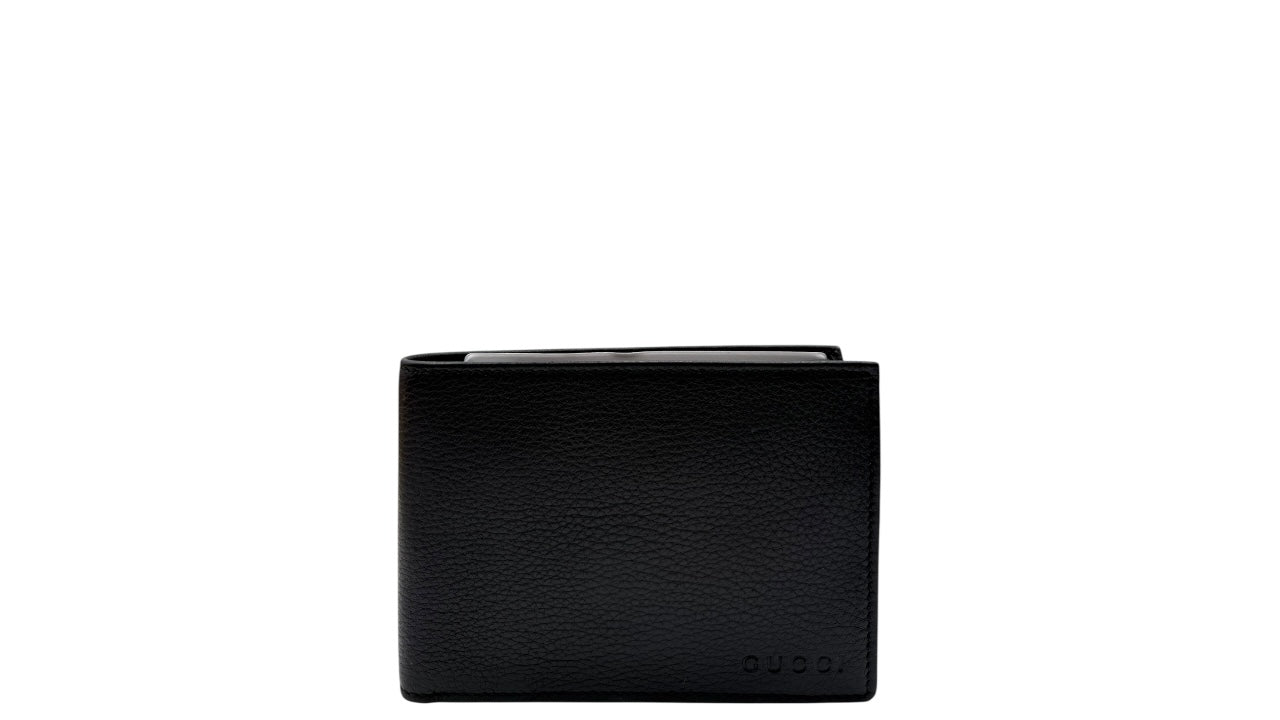 GUCCI BLACK CALFSKIN LEATHER BIFOLD WALLET (GIANT ONE)