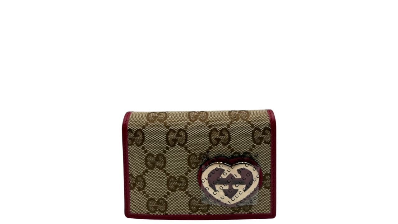 GUCCI GG CANVAS CARD CASE BEIGE