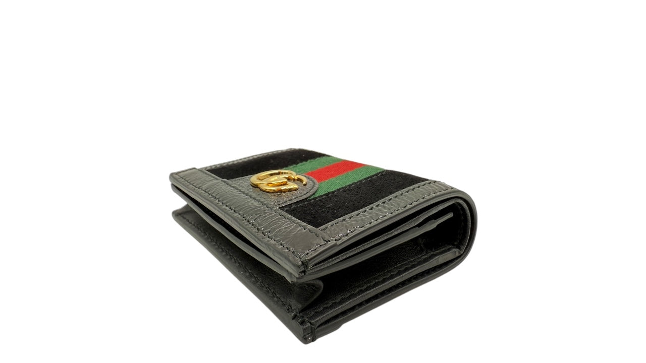 GUCCI OPHIDIA BLACK PATENT LEATHER CARD HOLDER