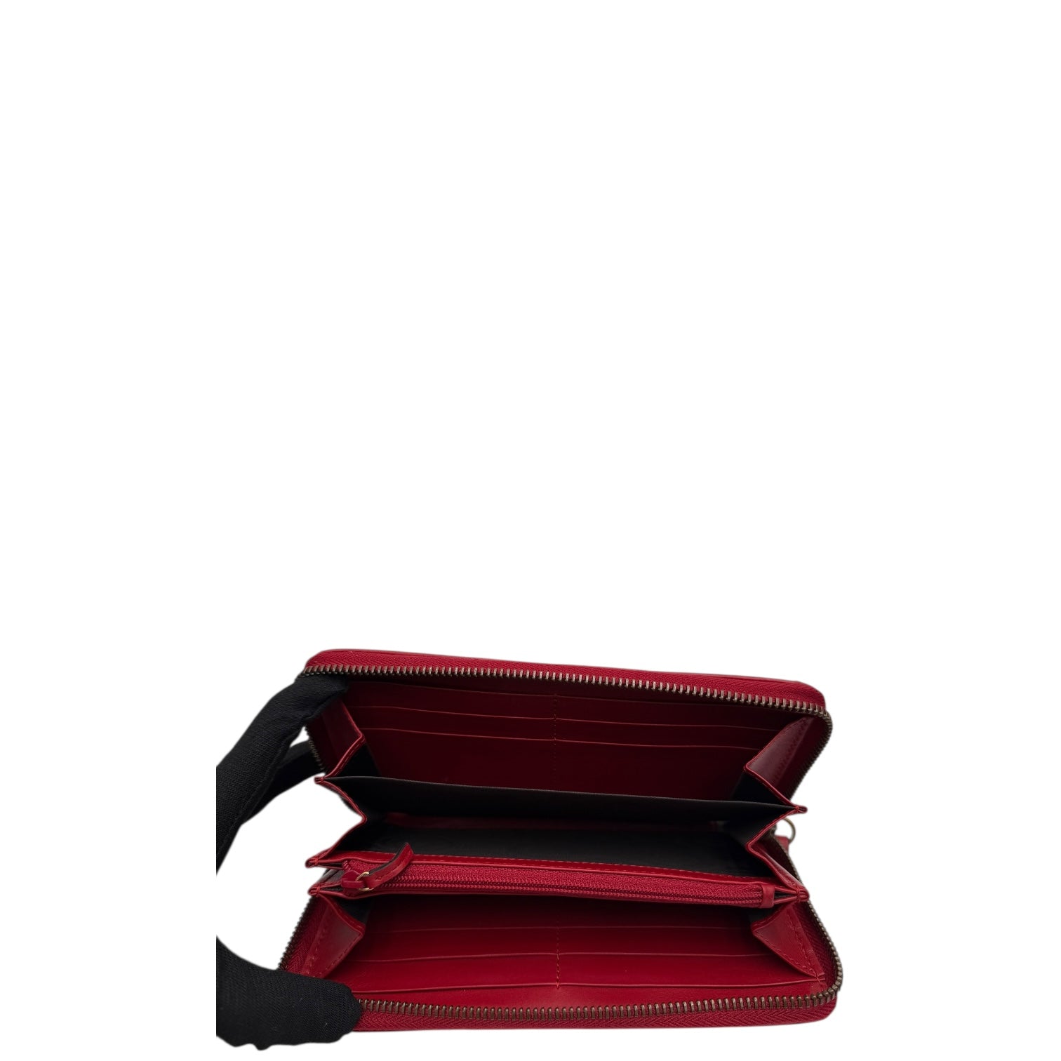 GUCCI CALFSKIN MATELASSE GG MARMONT ZIPPY WALLET RED