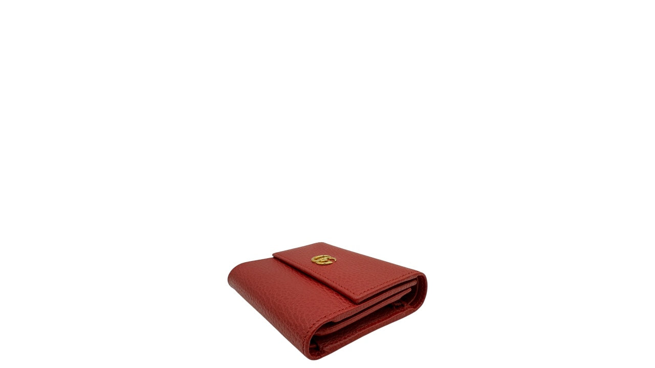 GUCCI GG MARMONT RED LEATHER TRIFOLD WALLET