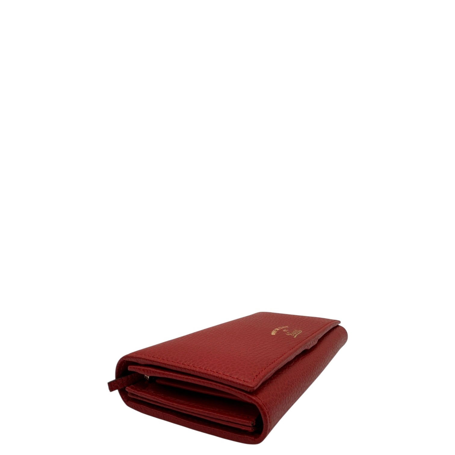 GUCCI PEBBLED LONG CONTINENTAL RED WALLET