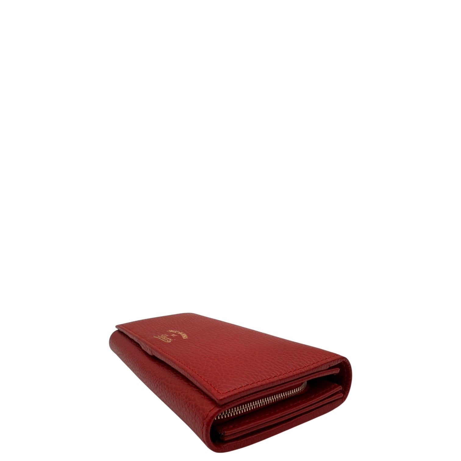 GUCCI PEBBLED LONG CONTINENTAL RED WALLET