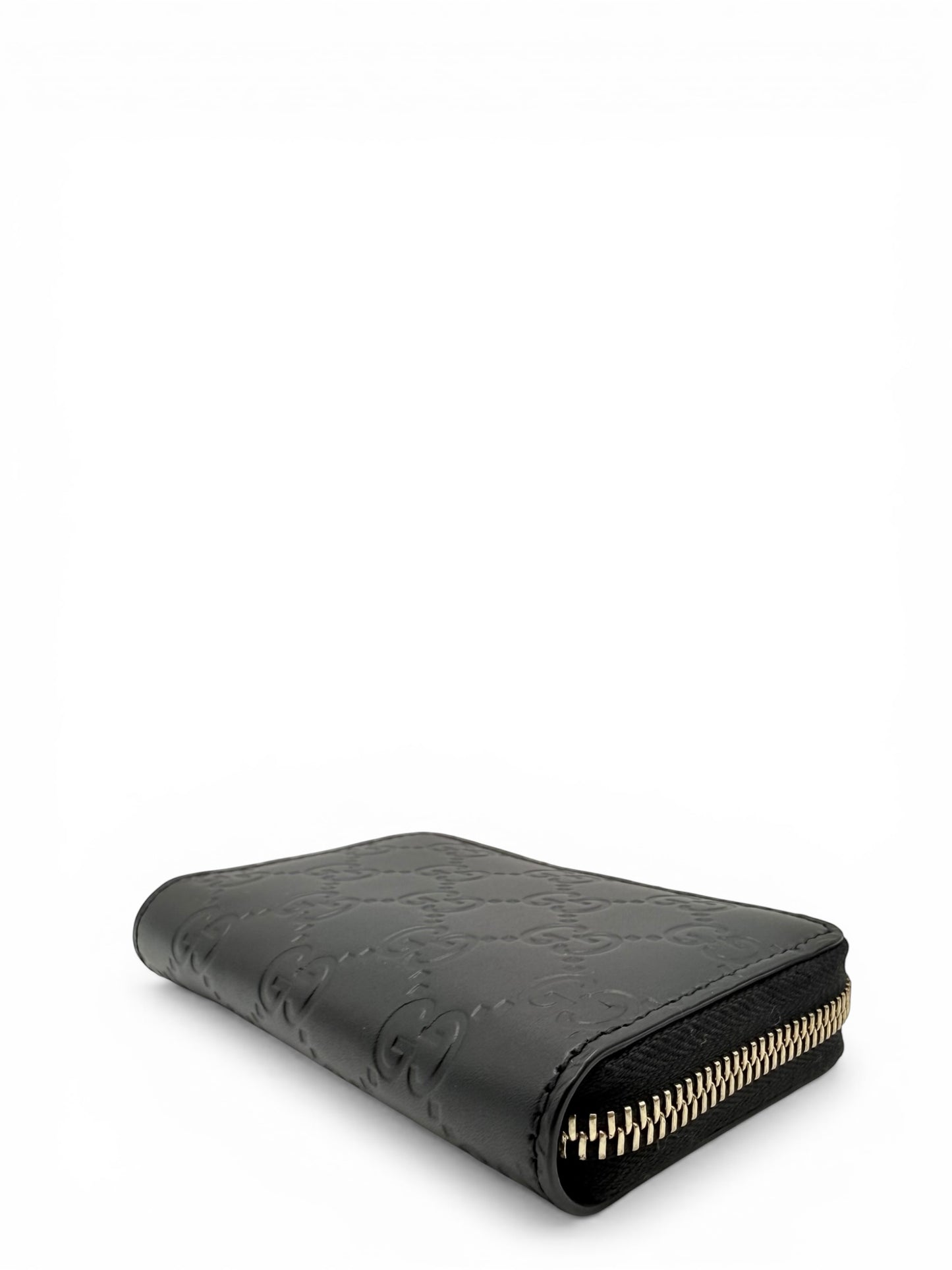 GUCCI GUCCISSIMA ZIP AROUND CARD CASE BLACK