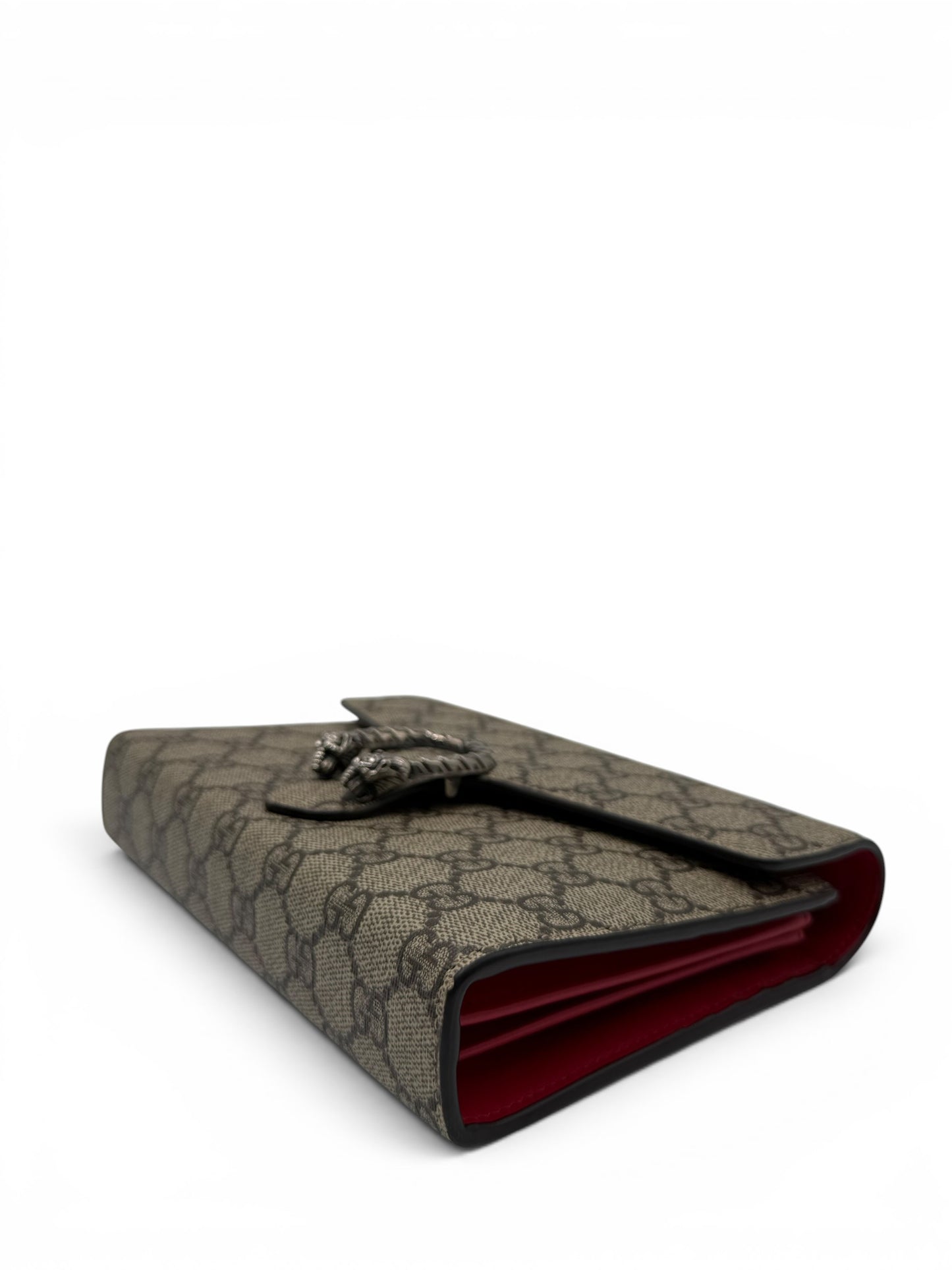 GUCCI DIONYSUS BROWN MONOGRAM WALLET ON CHAIN