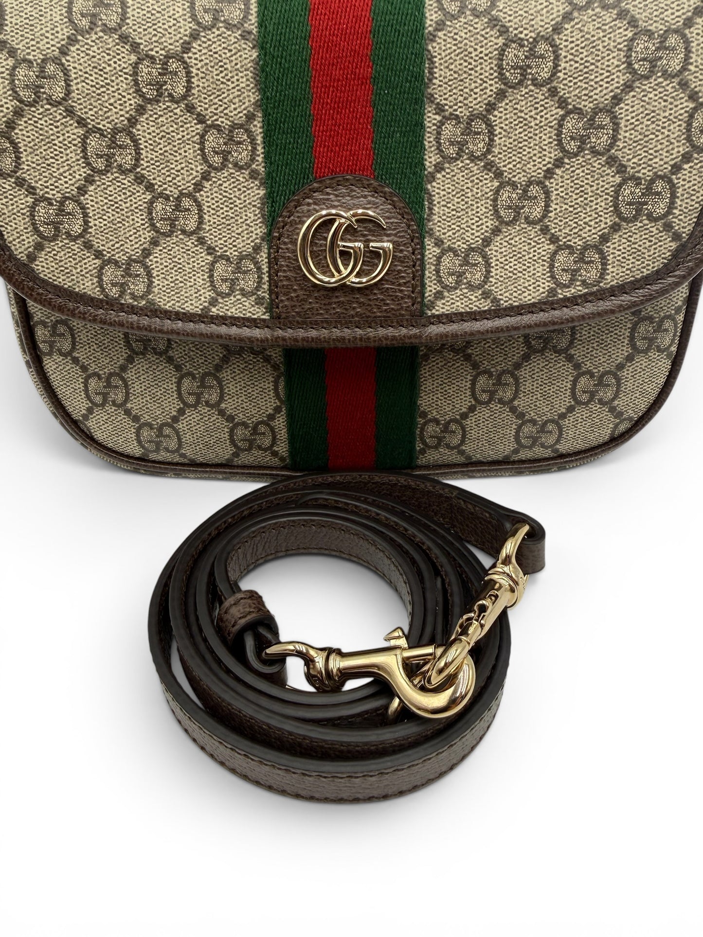 GUCCI OPHIDIA GG SUPREME TOP HANDLE BAG SHOULDER BAG BEIGE SMALL