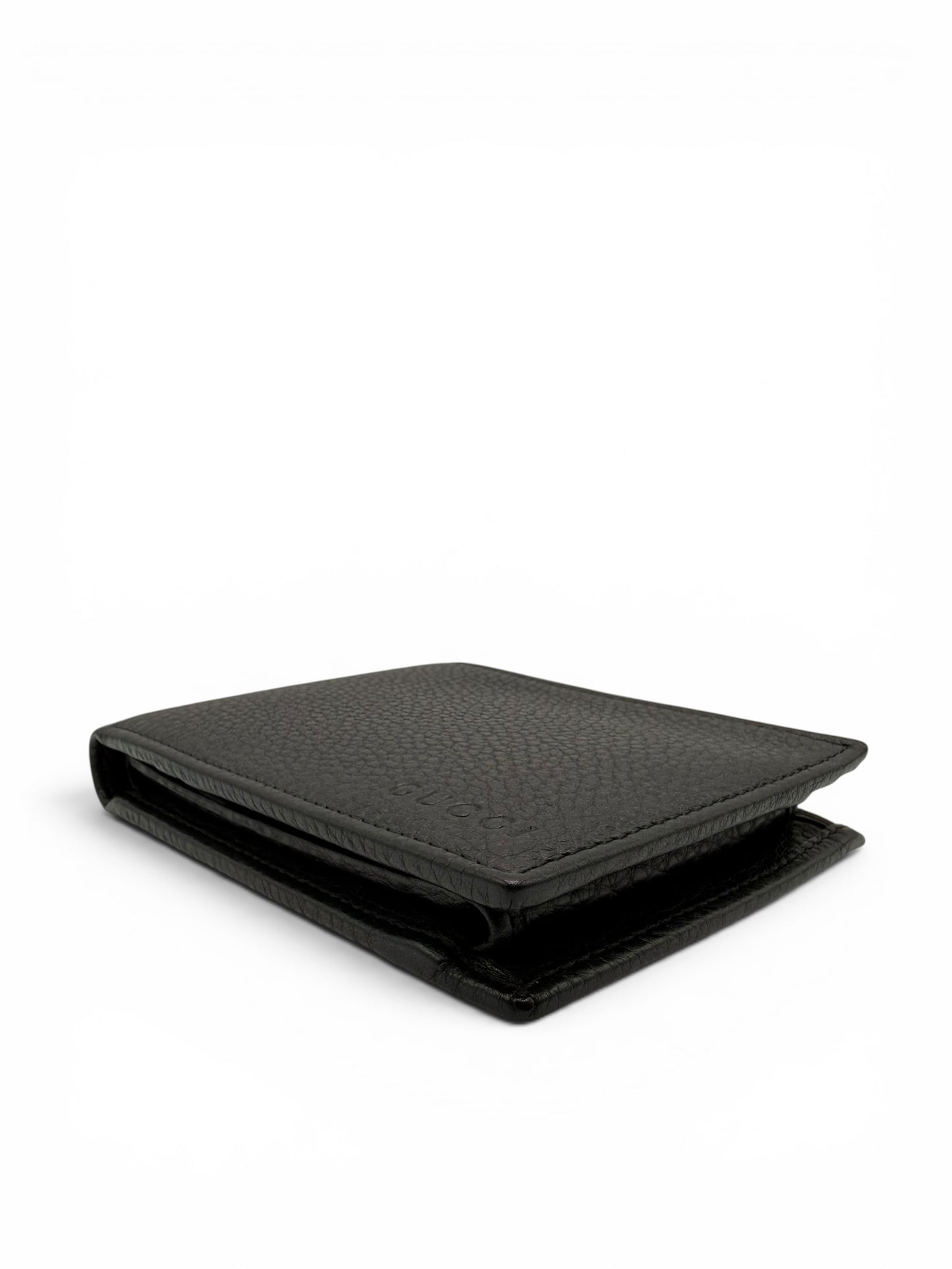 GUCCI BLACK PEBBLED LEATHER BI-FOLD WALLET